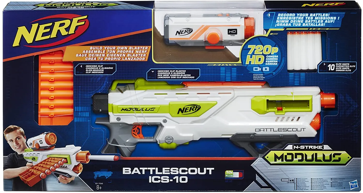 Hasbro B1756EU40 - Nerf - N-Strike Elite Modulus »Battlescout ICS- 10« + Neopren Wasserspaßball