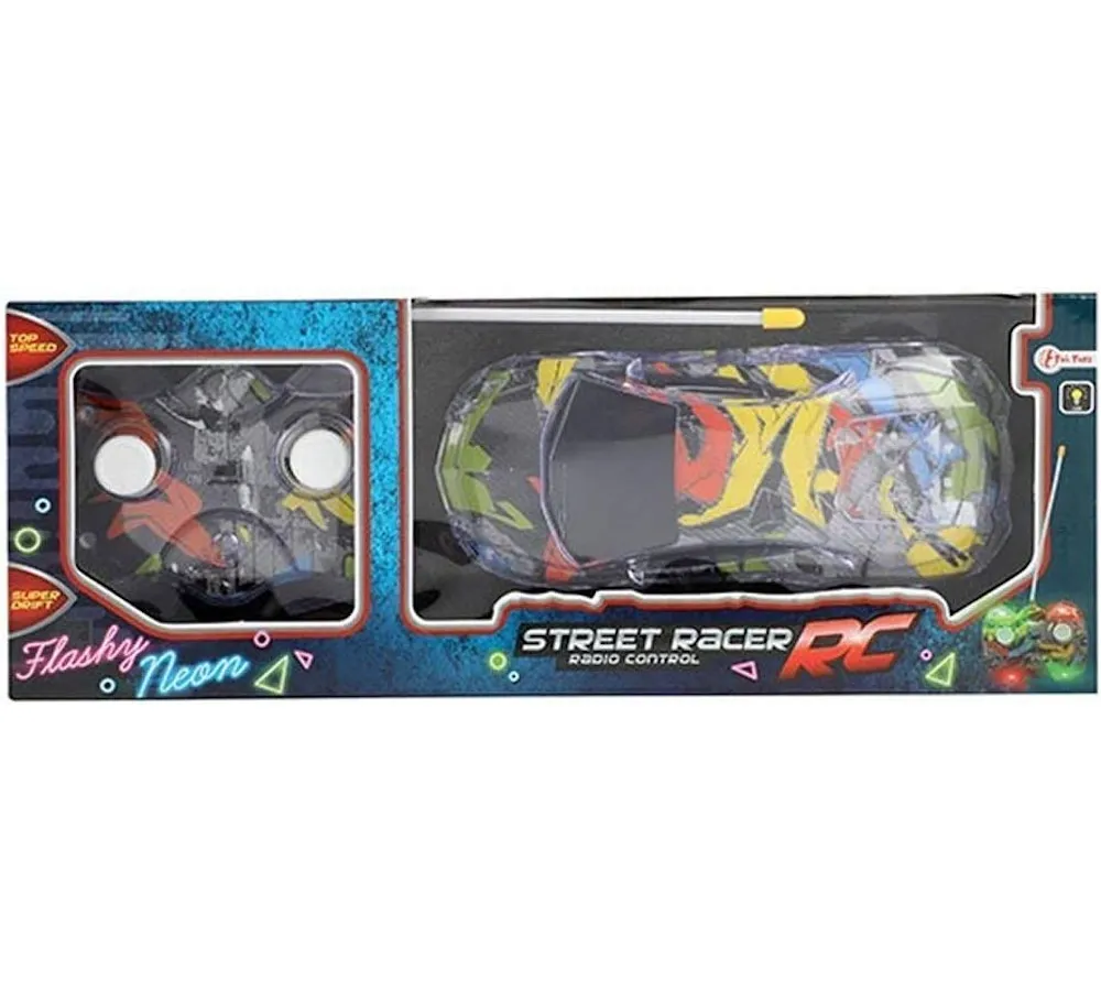 Toi-Toys - Ferngesteuertes Auto - Street Racer Flashy Neon (mit Licht, 18cm)