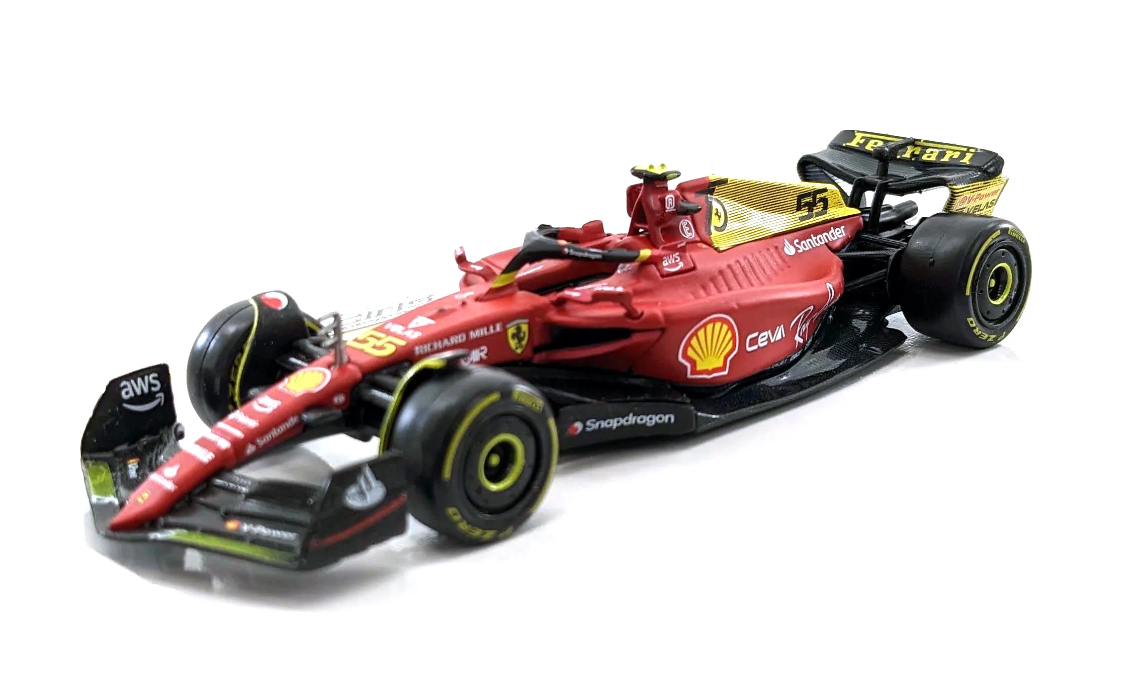 Bburago 18-36832 - Modellauto - Ferrari F1-75 Sainz #55 Monza-Ausführung (Maßstab 1:43)