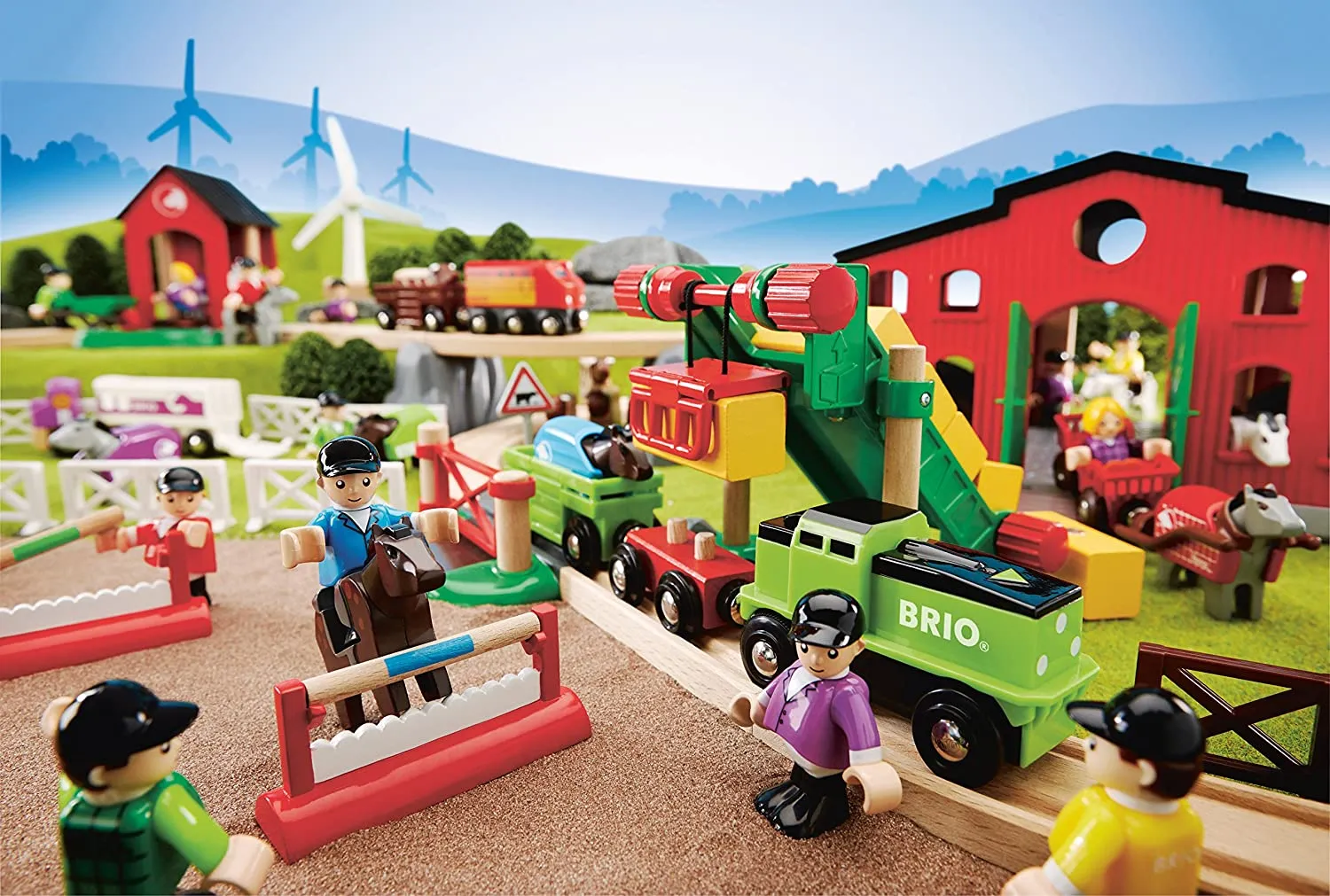 BRIO World 33795 - Pferde-Parcours, 7-teilig, Bauernhof Tiere