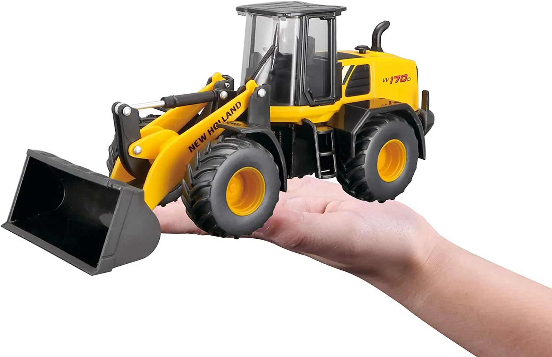 Bburago 18-32083 - Spielzeugfahrzeug - New Holland Radlader W170D (gelb, Maßstab 1:50)