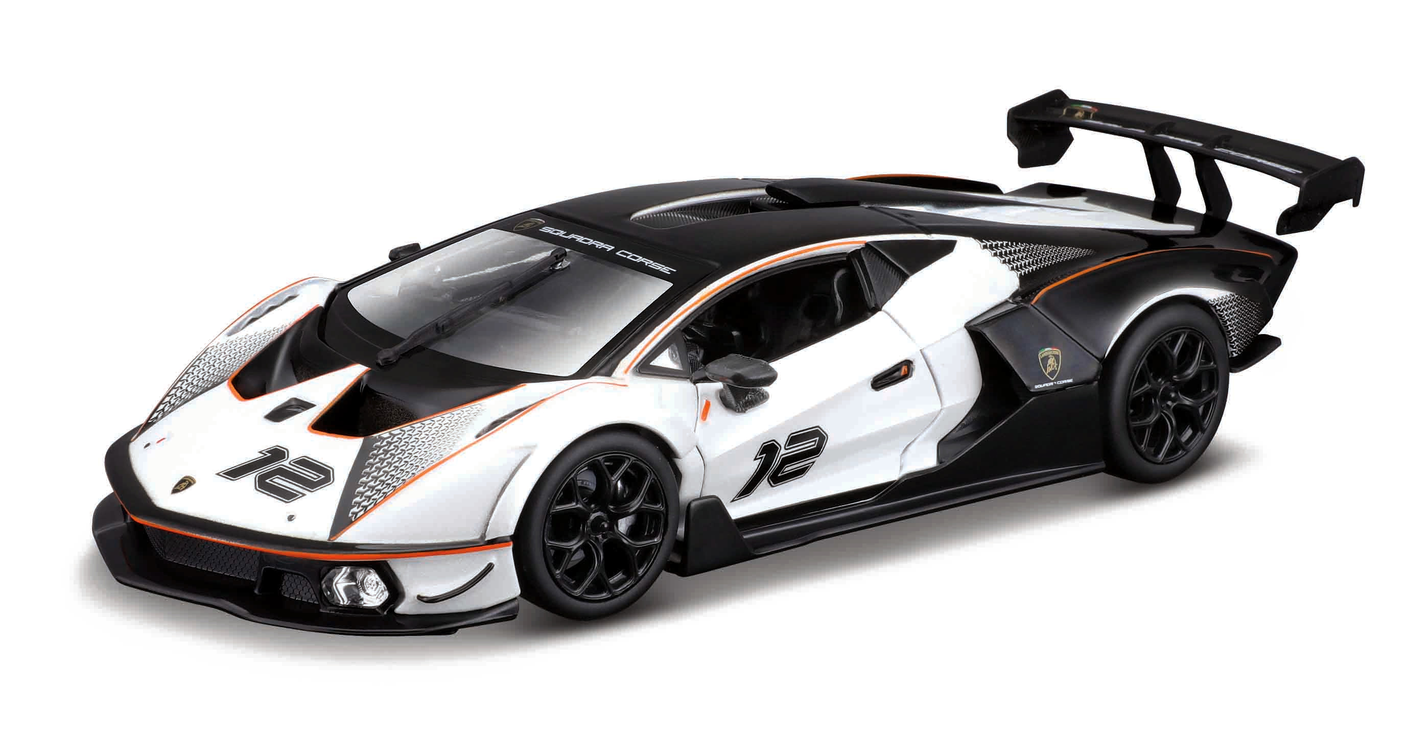 Bburago 18-28023 - Modellauto - Lamborghini Essenza SCV12 (schwarz/weiß, Maßstab 1:24)