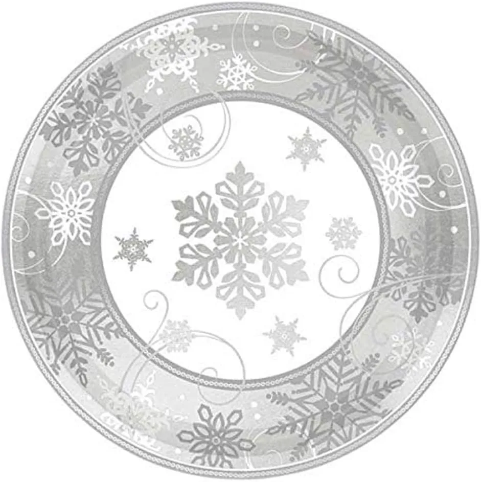 Amscan 541559 - Pappteller - Sparkling Snowflake (8 Stück, 17cm)