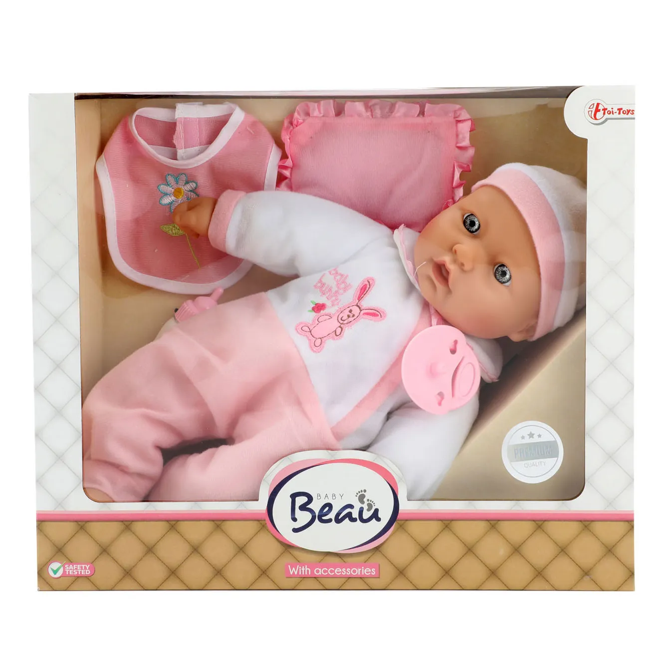 Toi-Toys 02021Z - BEAU Babypuppe 40cm mit Flasche+Lätzchen (zufällige Auswahl)