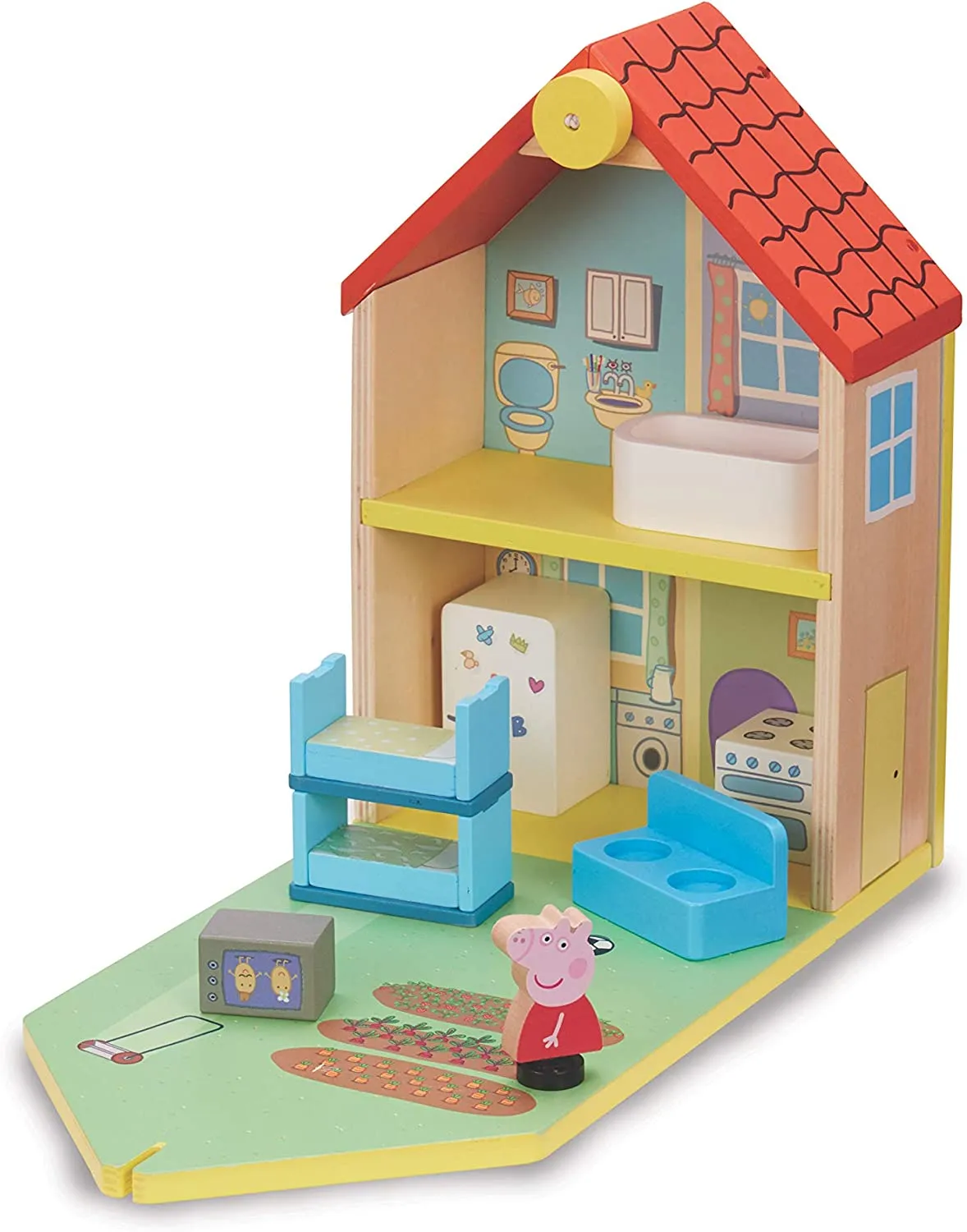Peppa Wutz Holz Spielzeug - Familienhaus (mit Figuren & Accessoires)