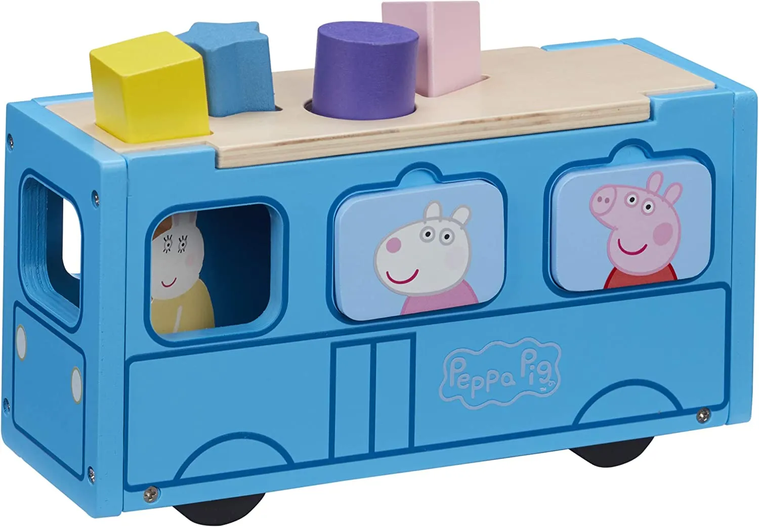 Peppa Wutz Holz Spielzeug - Schulbus (mit Figuren & Accessoires)