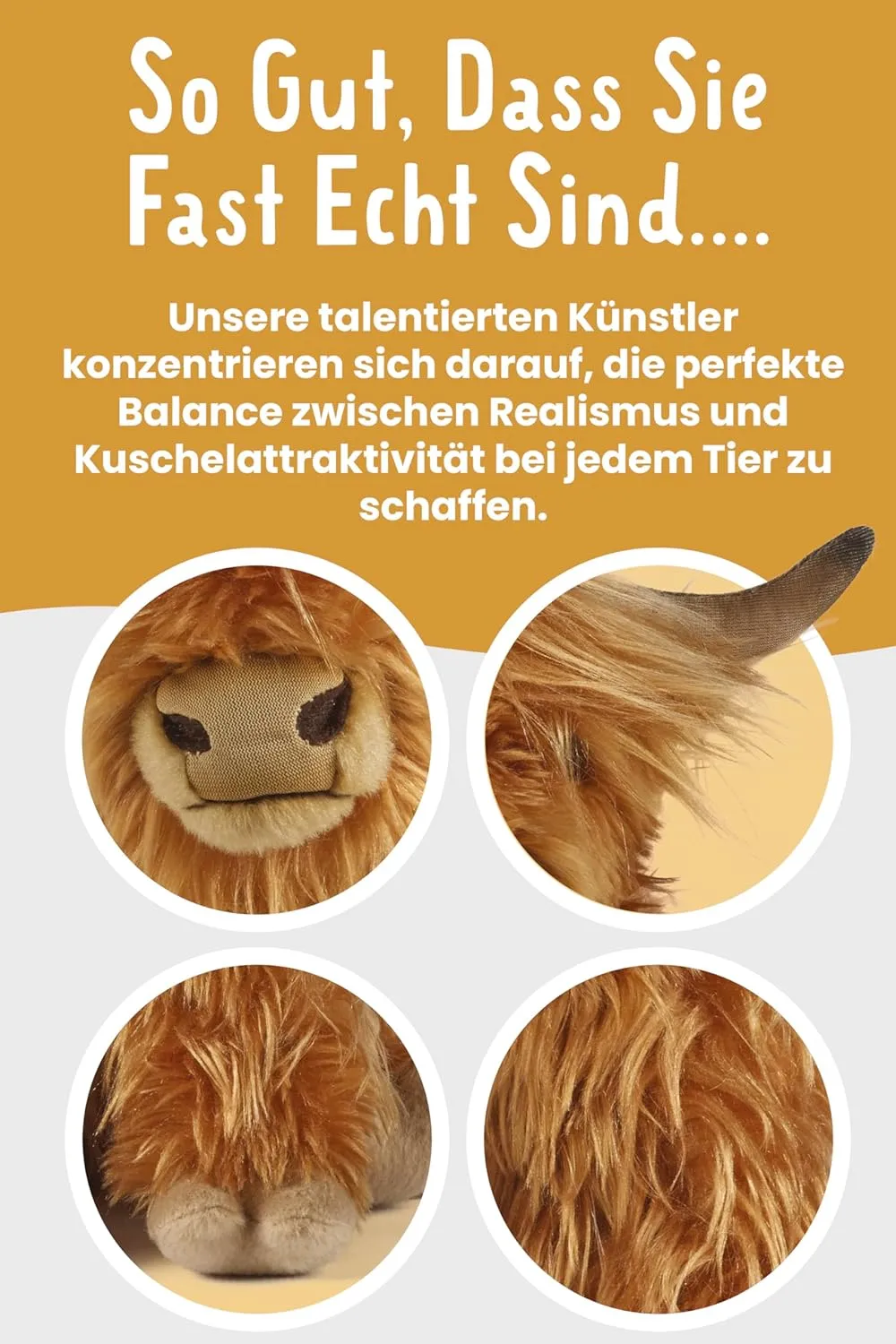 Living Nature Highland Cow Large braun 20cm - ohne Sound