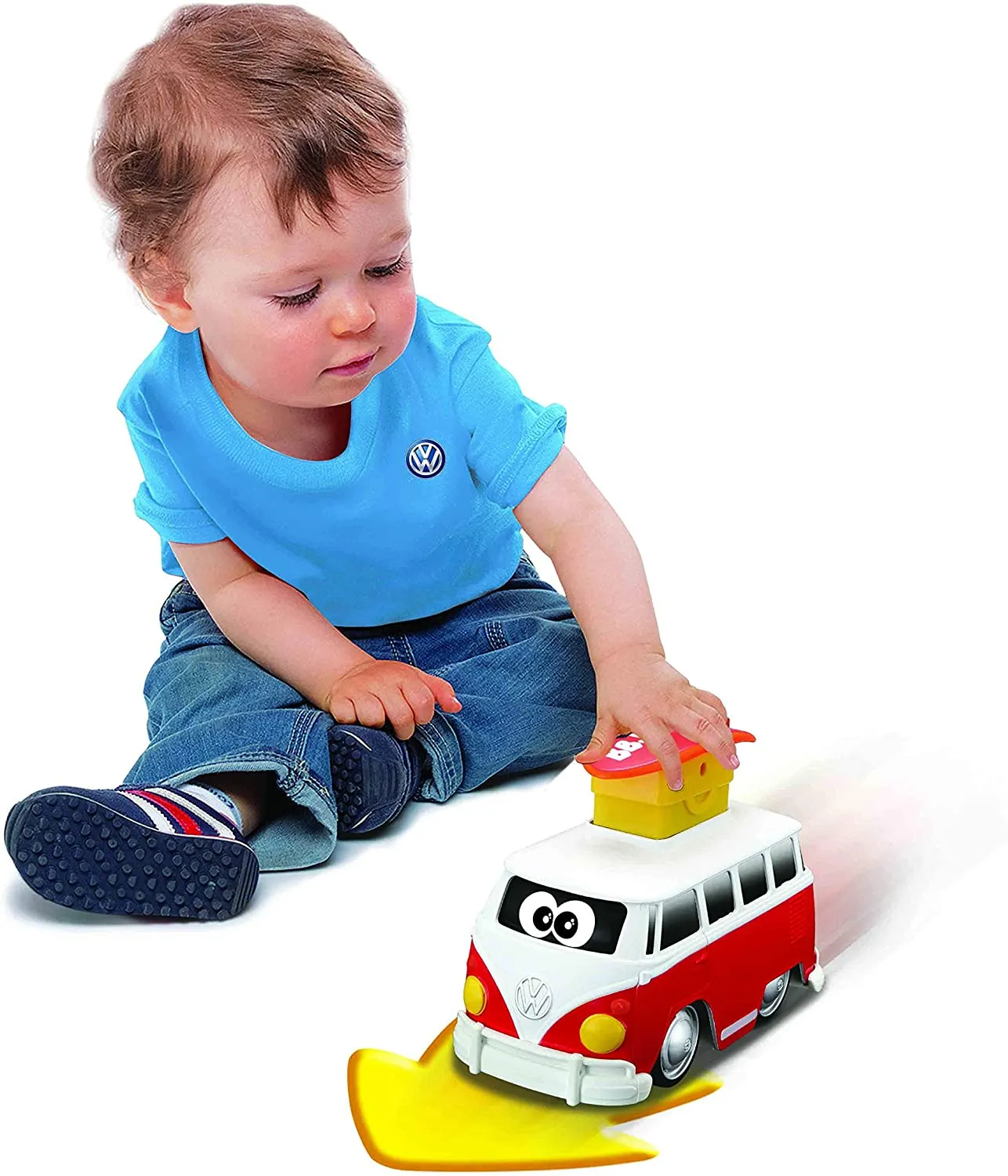 BB Junior 16-85110 - Spielzeugauto - Volkswagen Bulli Samba Press & Go (rot)