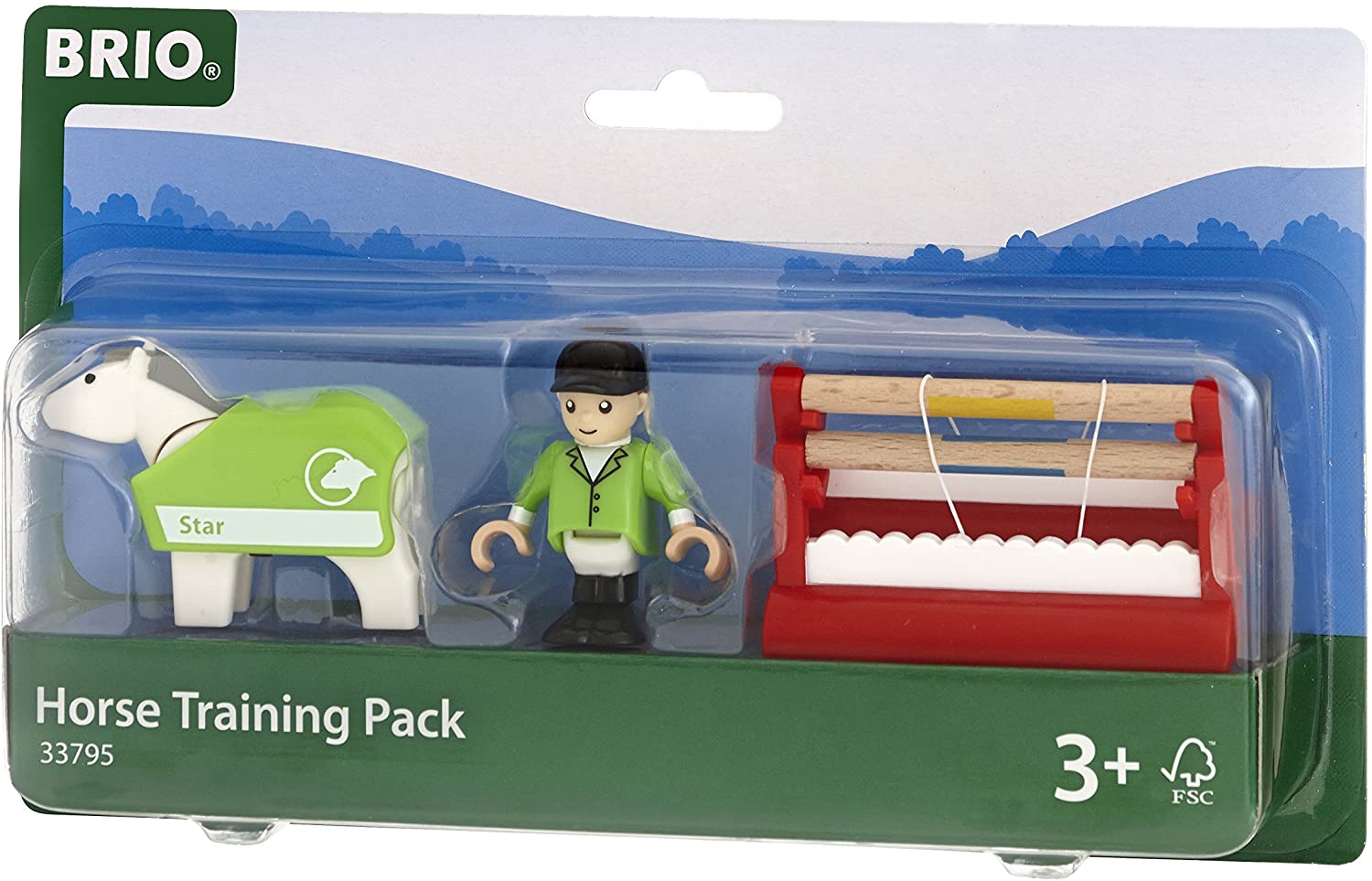 BRIO World 33795 - Pferde-Parcours, 7-teilig, Bauernhof Tiere