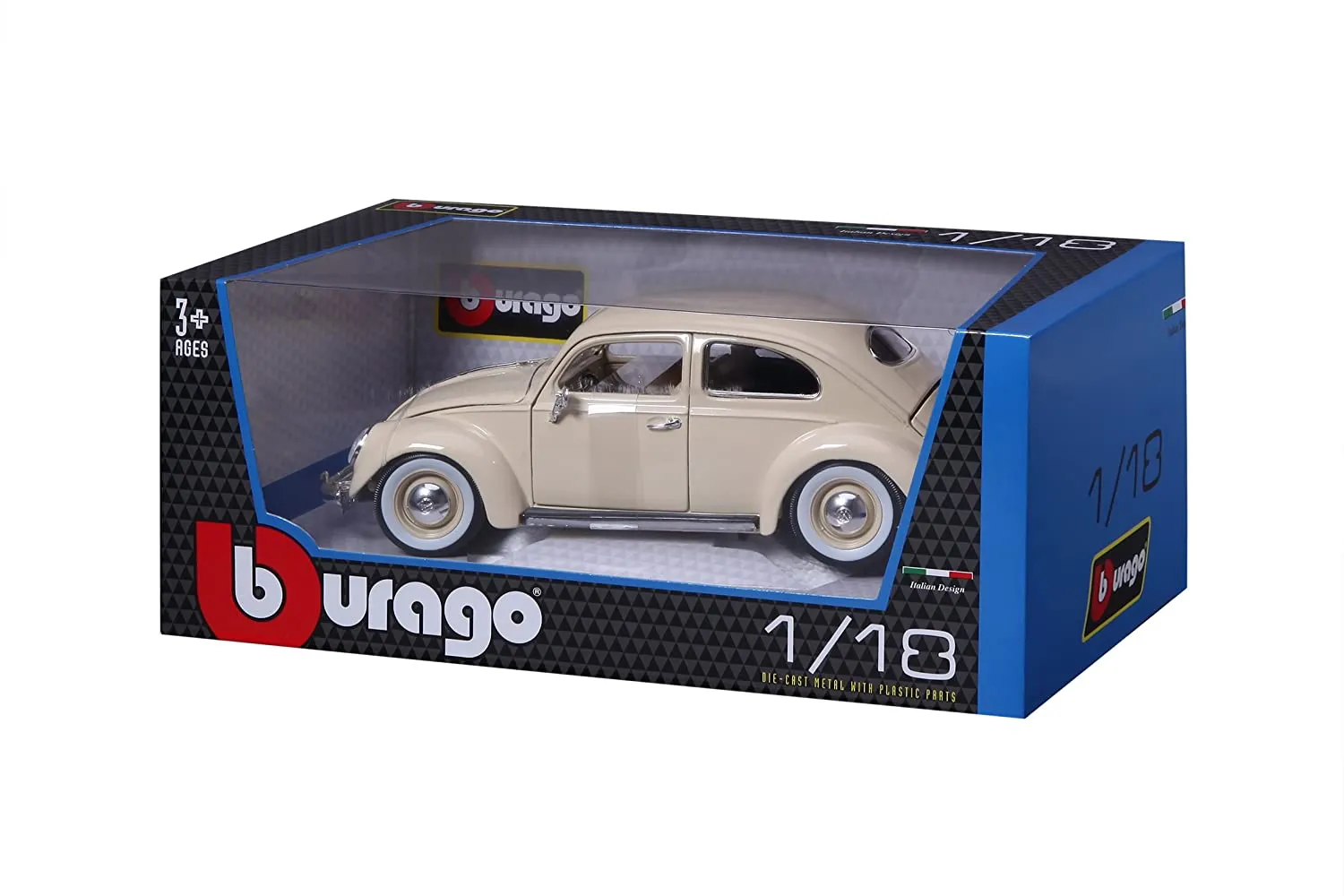 Bburago 18-12029W - Modellauto - Volkswagen Käfer-Beetle 1955 (beige, Maßstab 1:18)