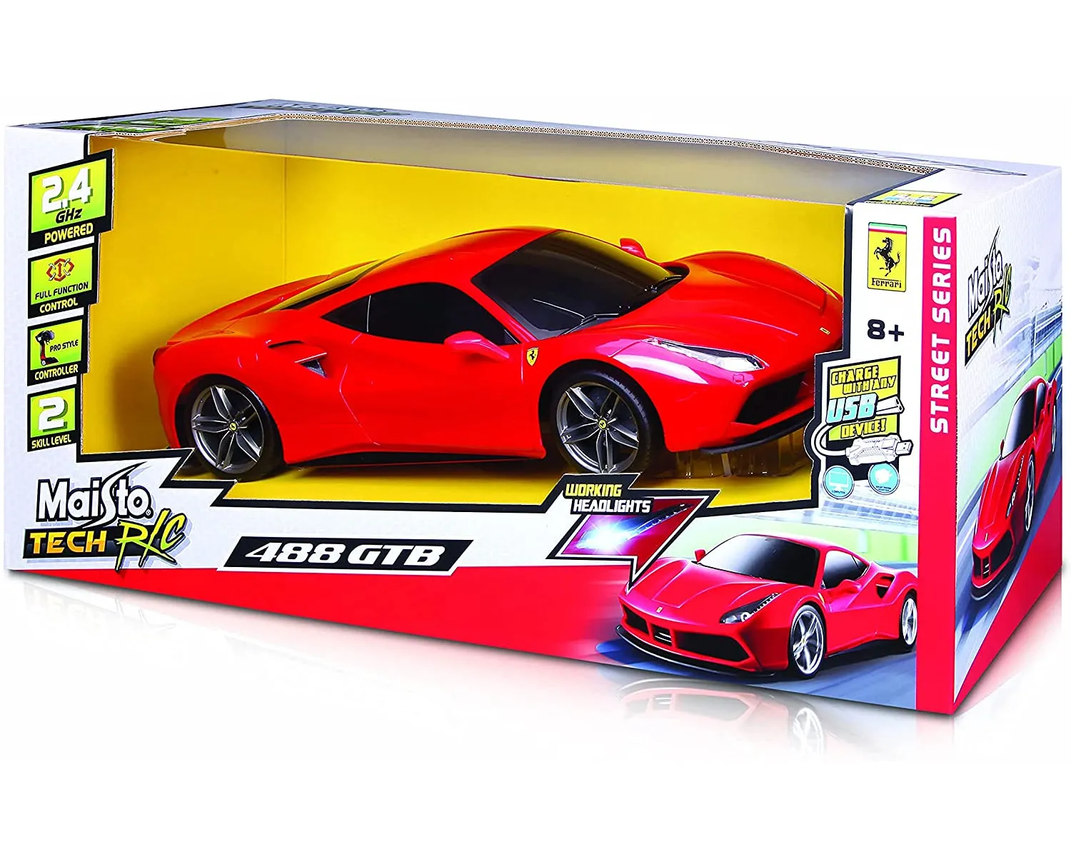 Maisto Tech 582133 - Ferngesteuertes Auto - Ferrari 488 GTB (rot, 56cm)