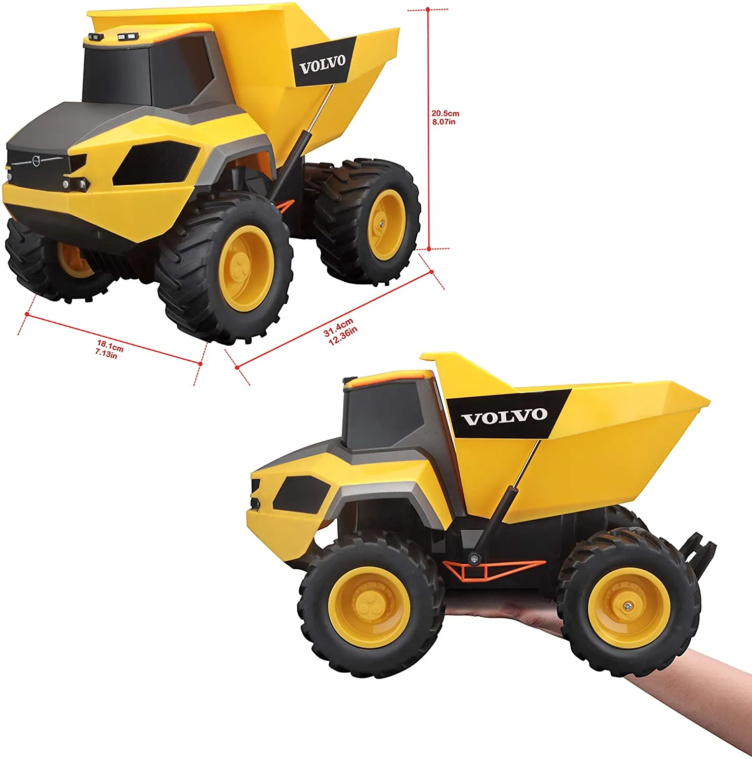 Maisto Tech 82056 - Ferngesteuertes Auto - Volvo A25 Kipper (gelb, 30cm)