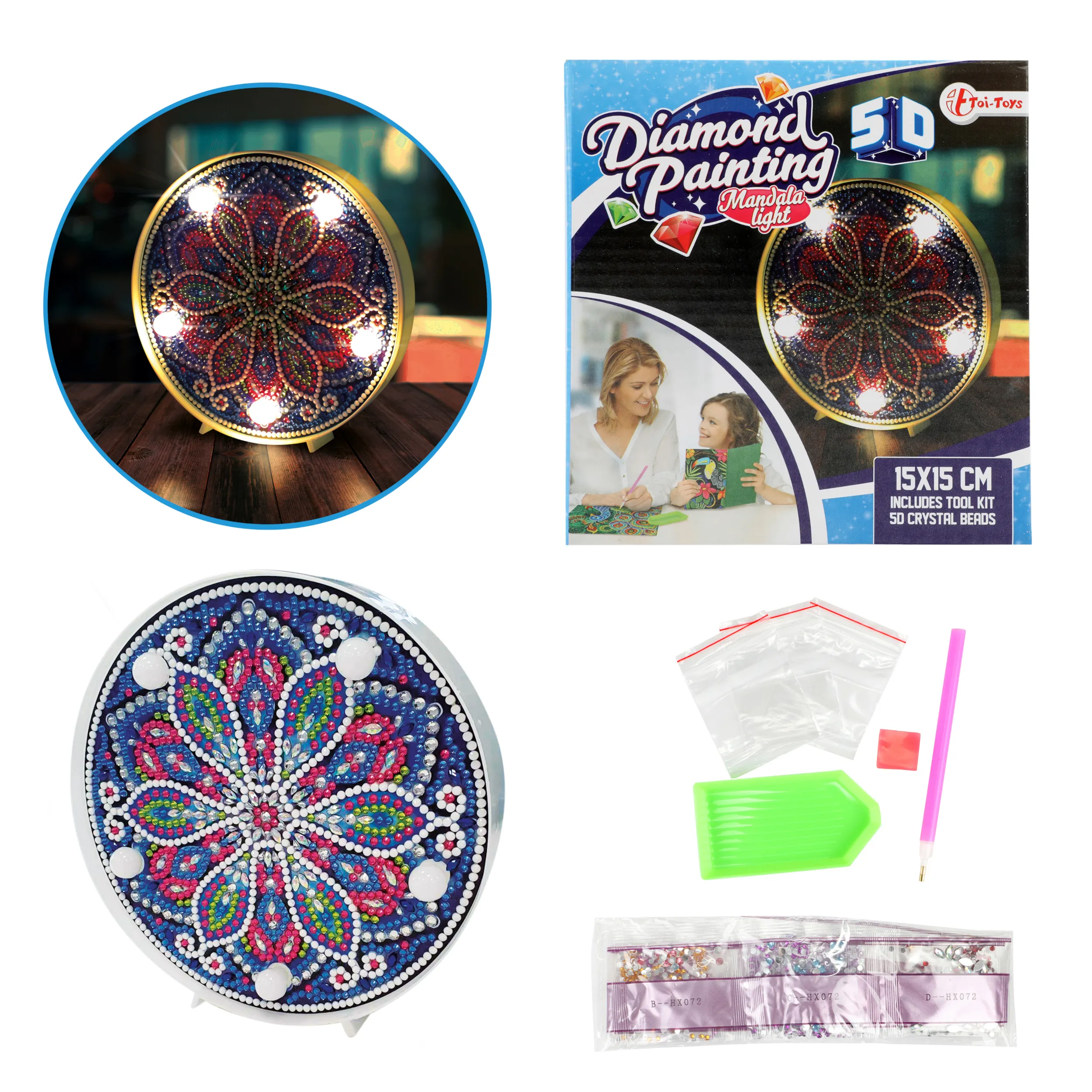 Toi-Toys 46656A - DIY - Diamantlampe - Mandala (5D)