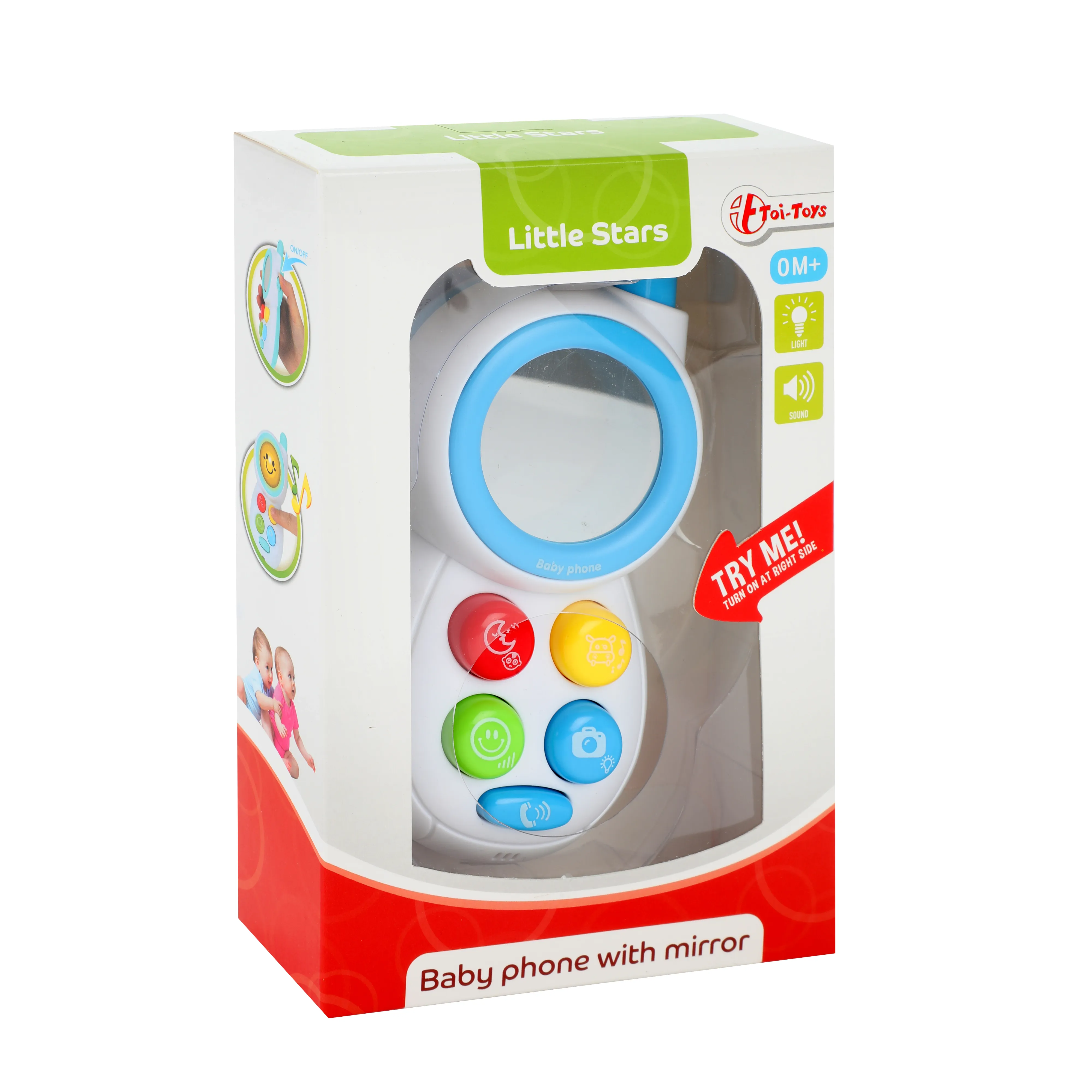 Toi-Toys LITTLE STARS Baby Telefon mit Licht, Sound & Spiegel