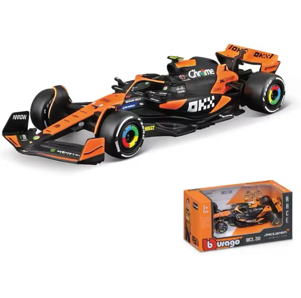 Bburago 18-38214N - Modellauto - F1 McLaren MCL38 Miami Norris #4 (Maßstab 1:43)