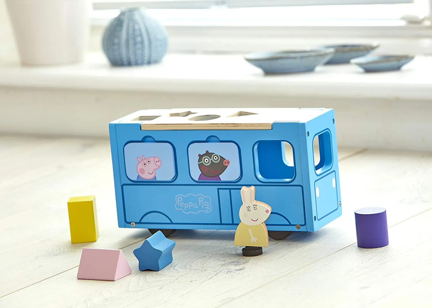 Peppa Wutz Holz Spielzeug - Schulbus (mit Figuren & Accessoires)
