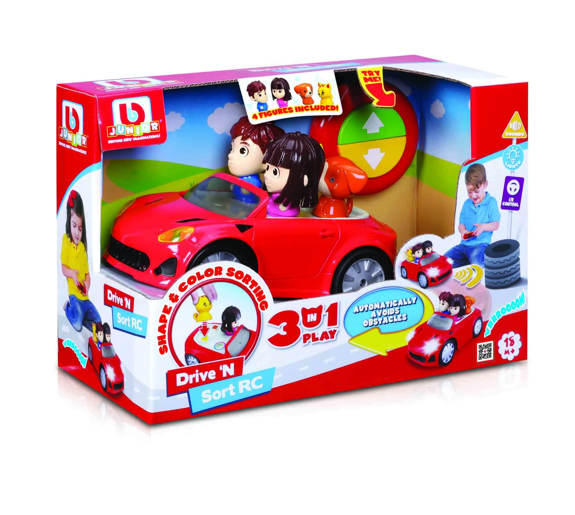 BB Junior 16-95002 - Ferngesteuertes Auto - Drive 'N Sort RC (rot, 21cm)