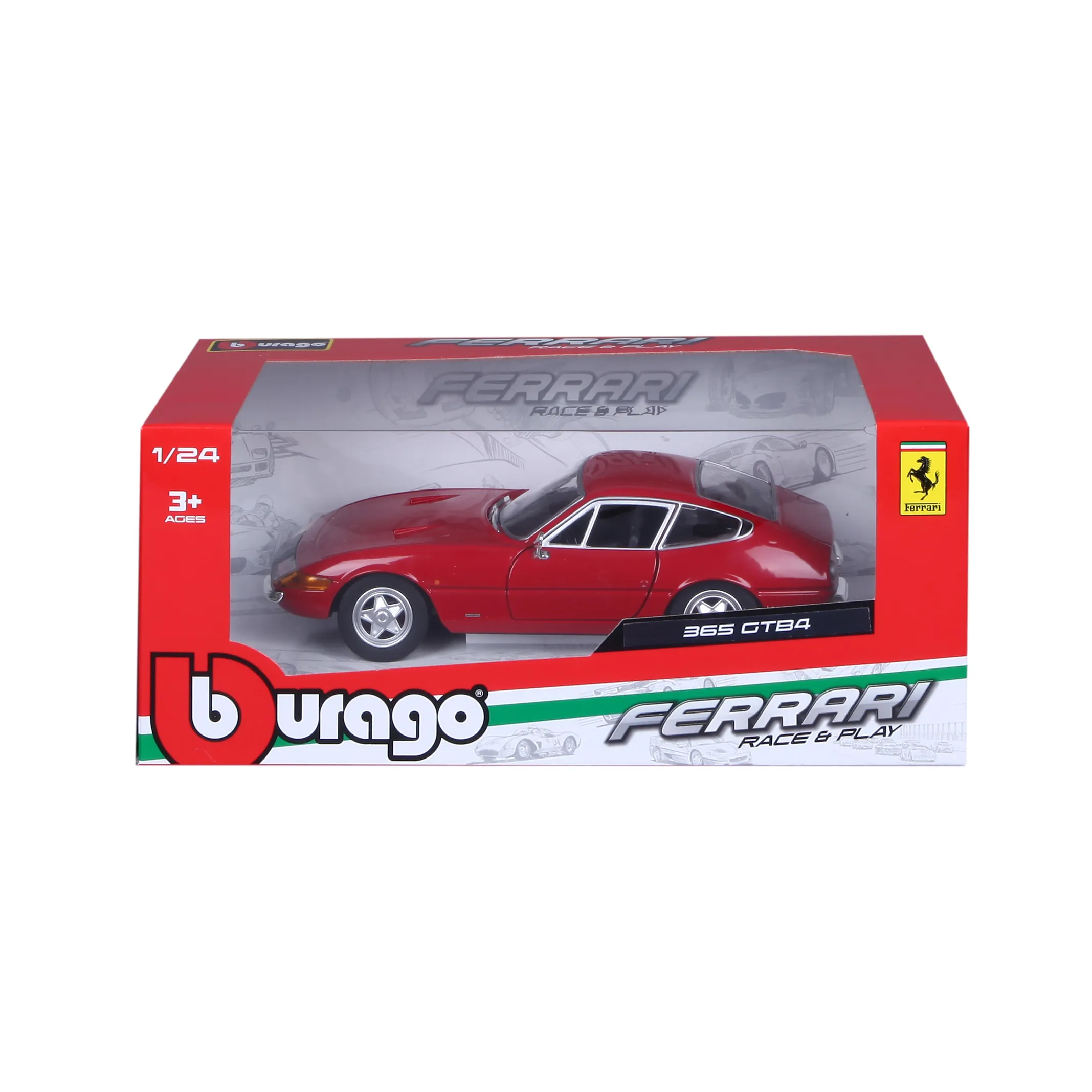 Bburago 18-26511 - Modellauto - Ferrari 365 GTB4 (rot, Maßstab 1:24)
