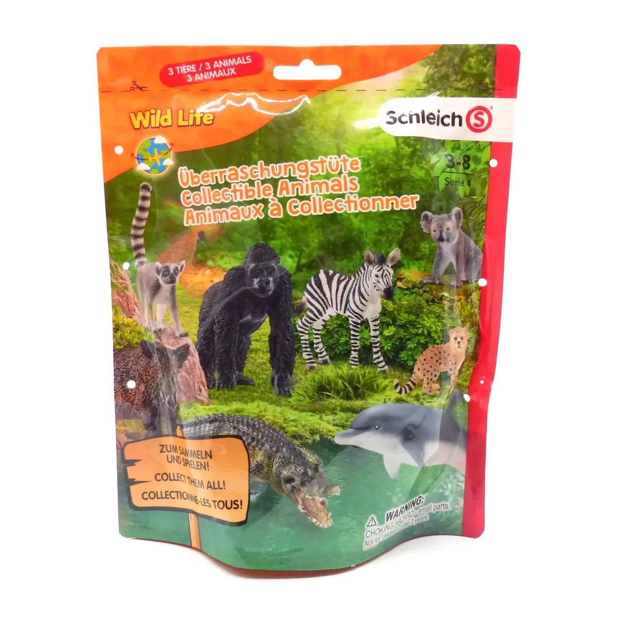 Schleich 10152270 - Wild Life - Überraschungstüte, 3 Wilde Tiere (Serie 4)