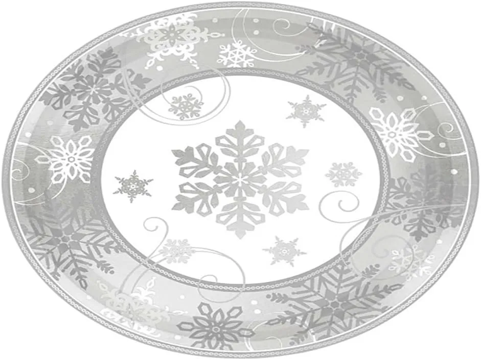 Amscan 541559 - Pappteller - Sparkling Snowflake (8 Stück, 17cm)