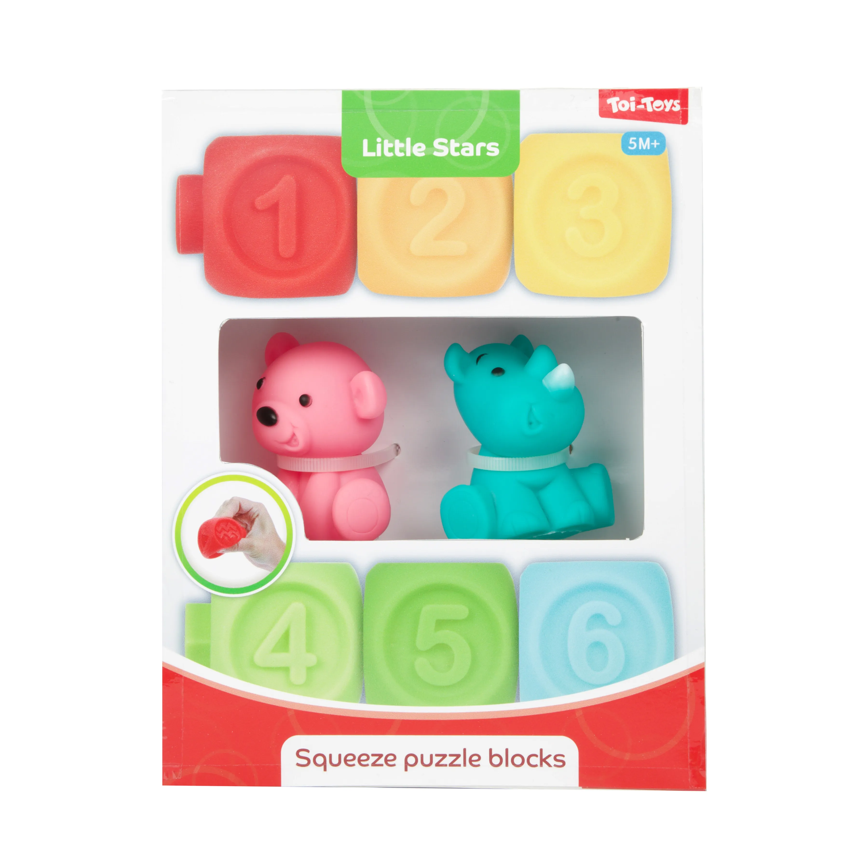 Toi-Toys 71003A - Little Stars - 6 Baby Quietsch-Stapelblöcke und 2 Gummitiere