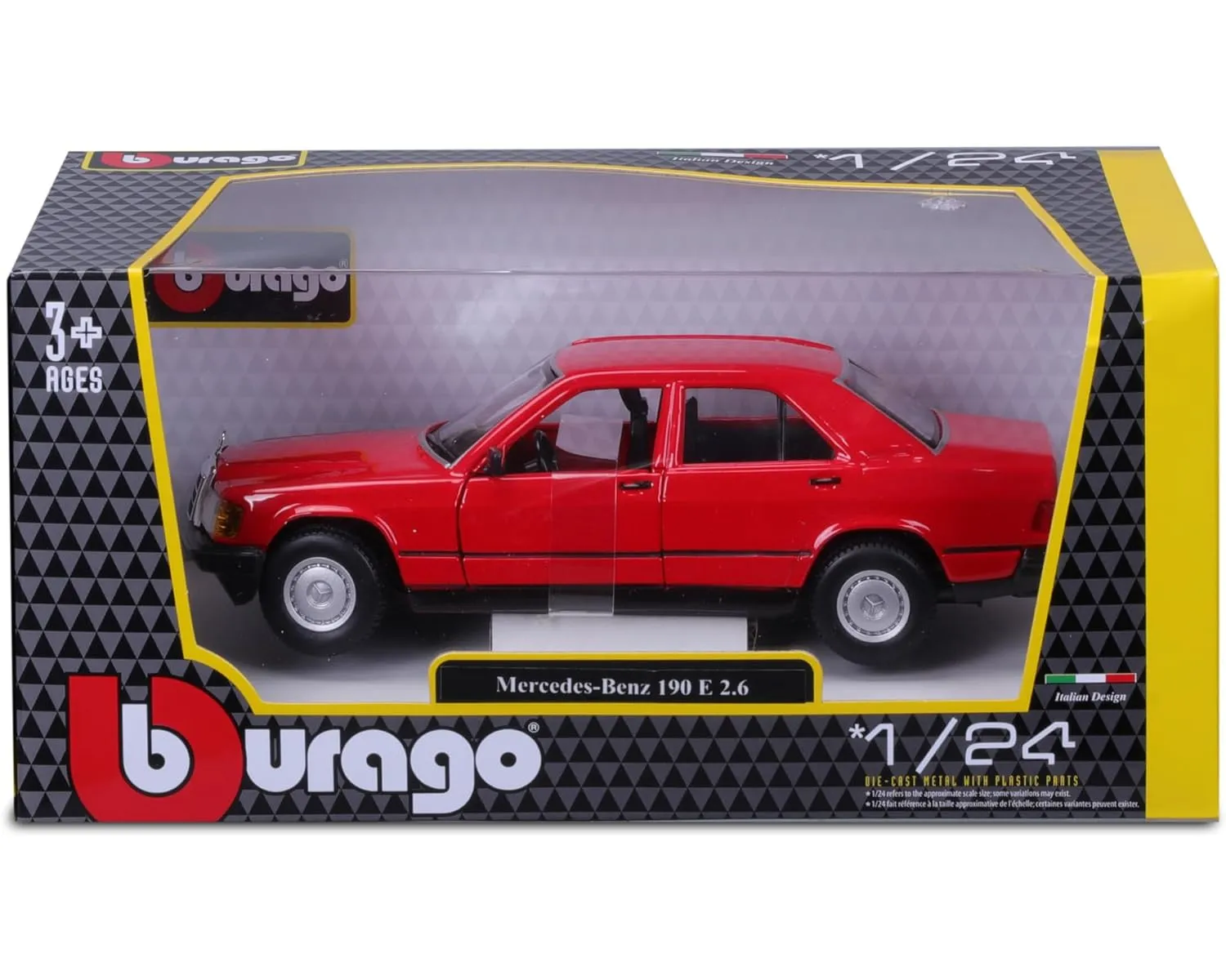 Bburago 18-21103 - Modellauto - Mercedes 190E ´87 (rot, Maßstab 1:24)