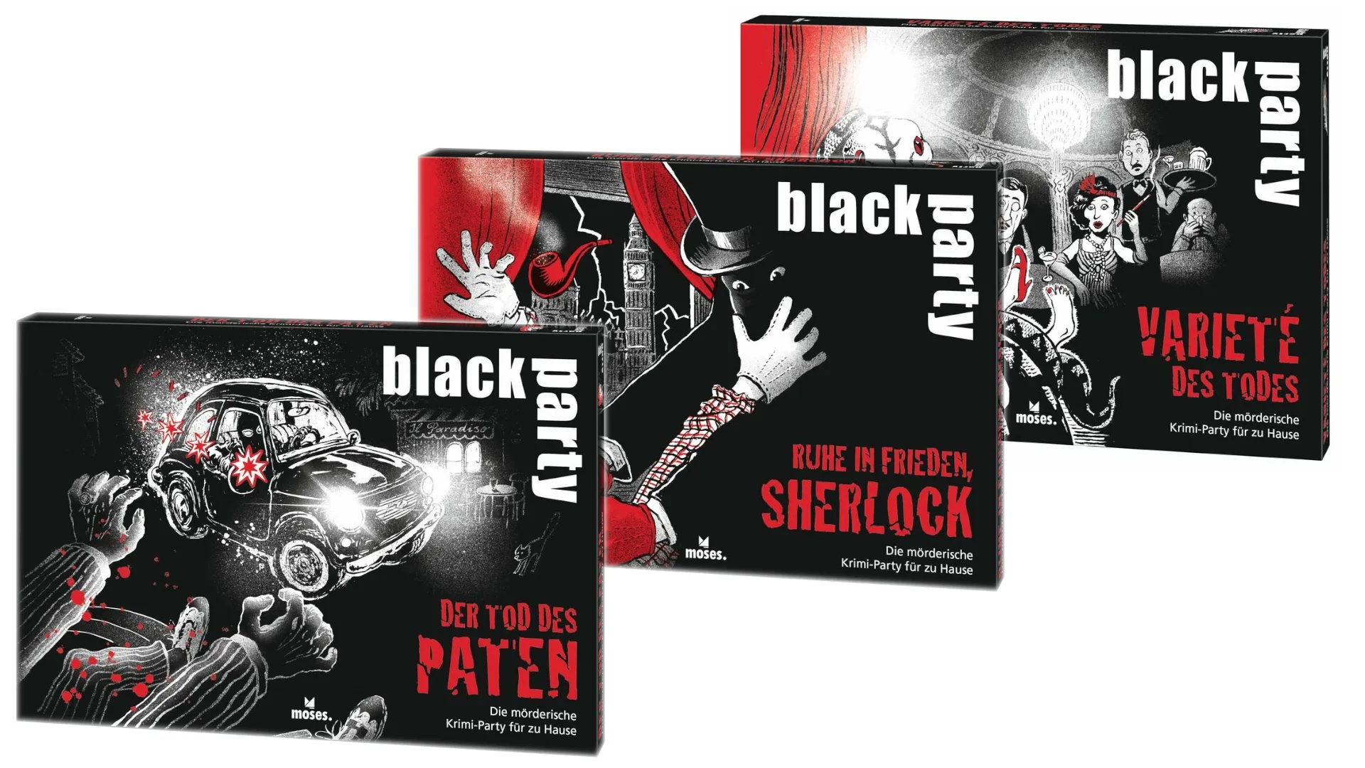 Black Party 3er Set (Ruhe in Frieden Sherlock, Der Tod des Paten, Varieté des Todes)