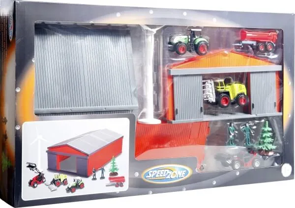 Vedes - Speed Zone - Bauernhof-Scheune mit Fahrzeugen und Zubehör