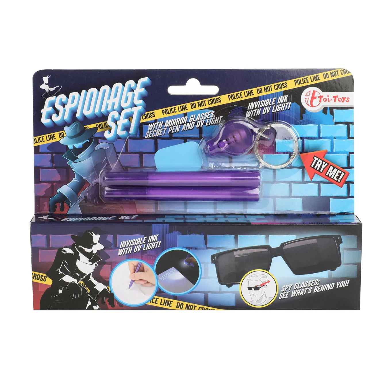 Toi-Toys - Spionage-Set mit Spiegelbrille, Geheimstift und UV-Lampe