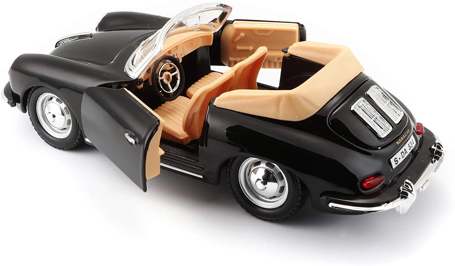 Bburago 18-22078 - Modellauto - Porsche 356B Cabrio 1961 (schwarz, Maßstab 1:24)