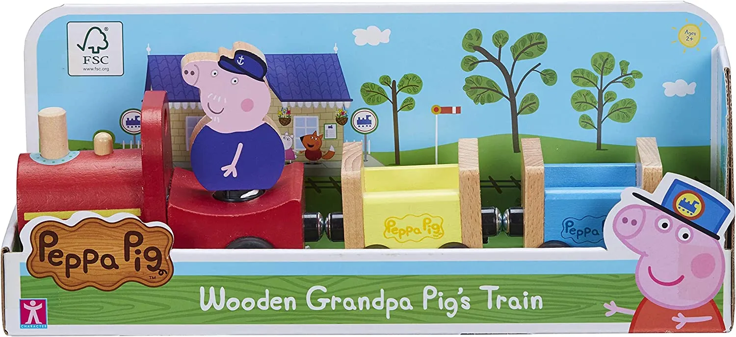 Peppa Wutz Holz Spielzeug - Eisenbahn (mit Opa Wutz Figur)