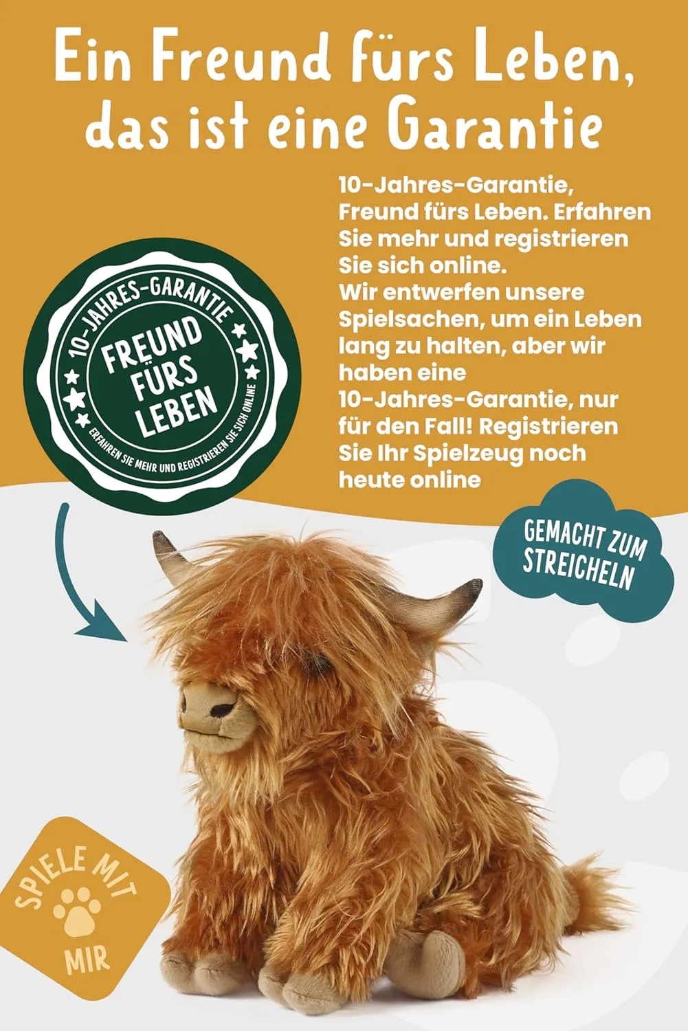 Living Nature Highland Cow Large braun 20cm - ohne Sound