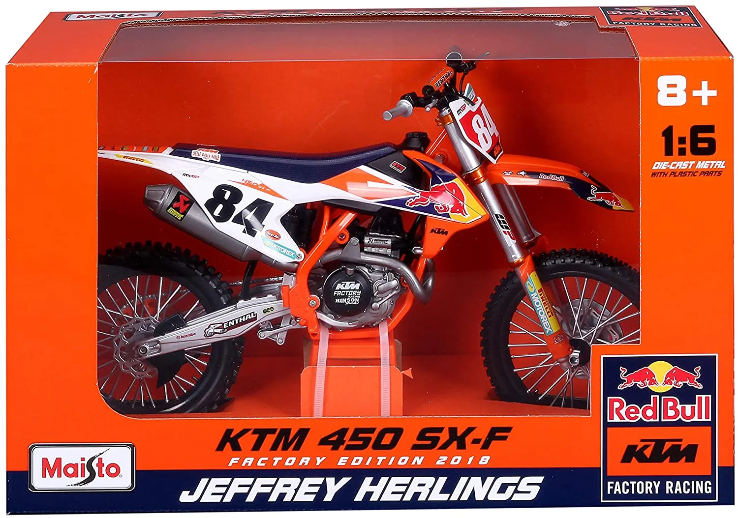 Maisto 32228 - Modellmotorrad - KTM Supercross 450 SX-F '18 Jeffrey Herlings (Maßstab 1:6)