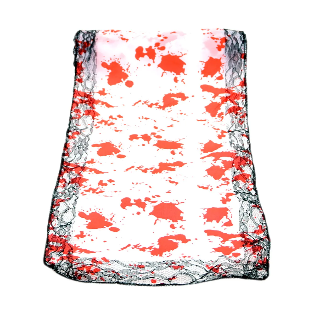 Halloween Dekoration - Tischläufer mit Blutzspritzern (weiß, 240x28cm)