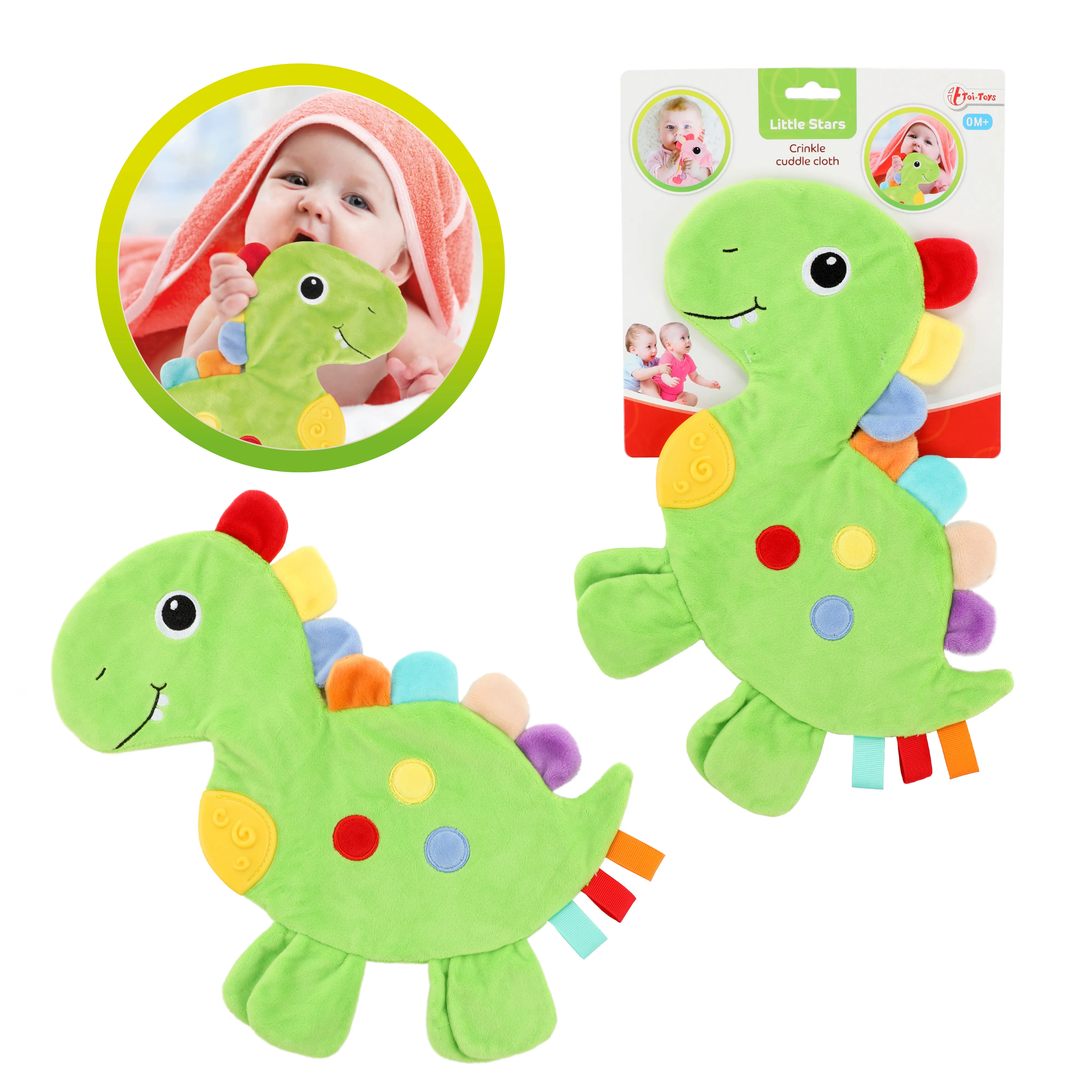 Toi-Toys Schmusetuch Dino – Baby Knistertuch ab 0+ Monaten