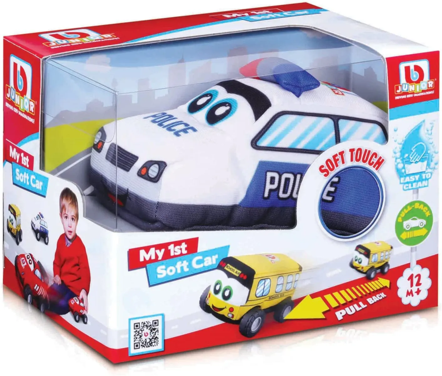 BB Junior 16-89053 - Spielzeugauto - Polizeiauto (blau-weiß, 11,5cm)