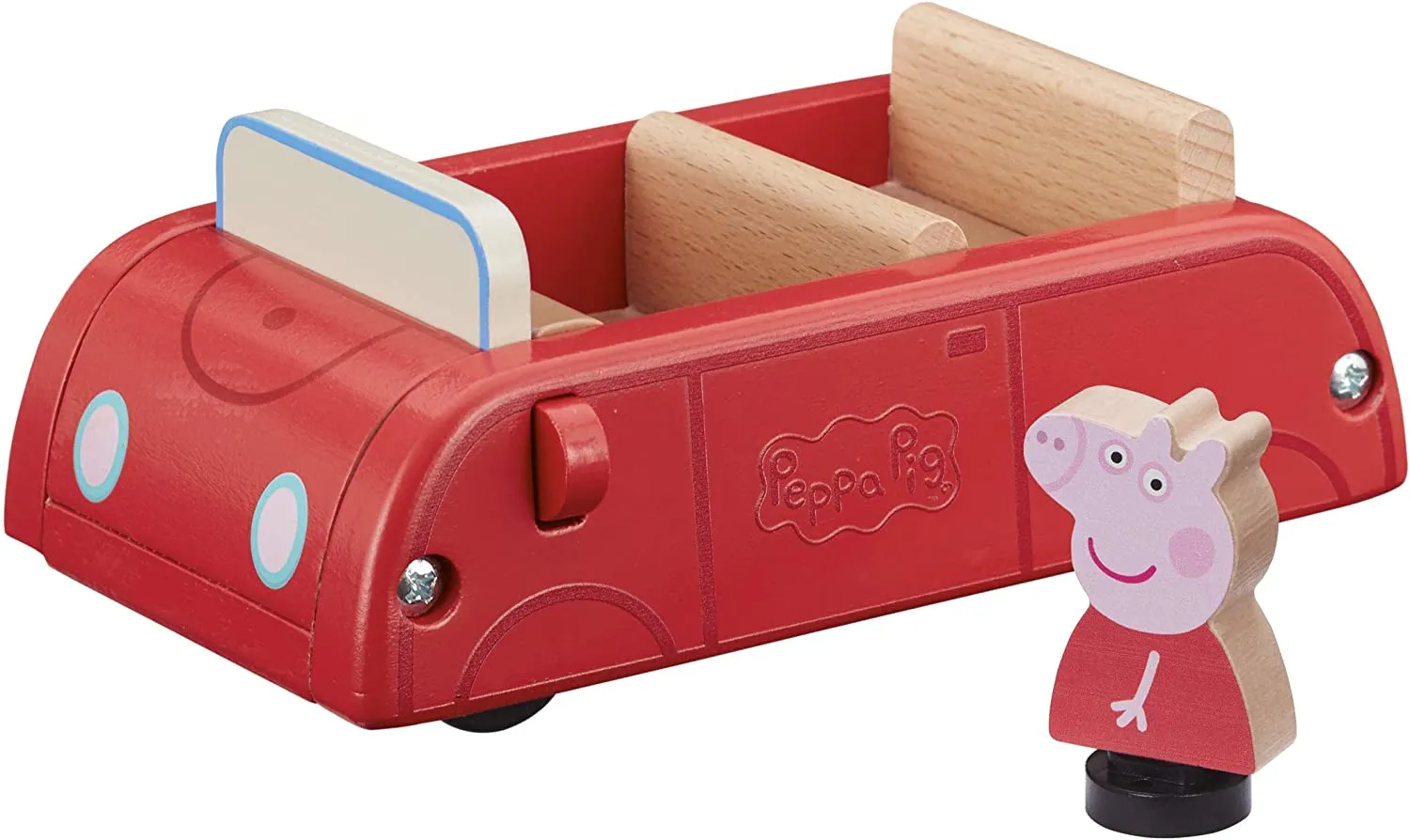 Peppa Wutz Holz Spielzeug - rotes Familienauto (mit Peppa Figur)