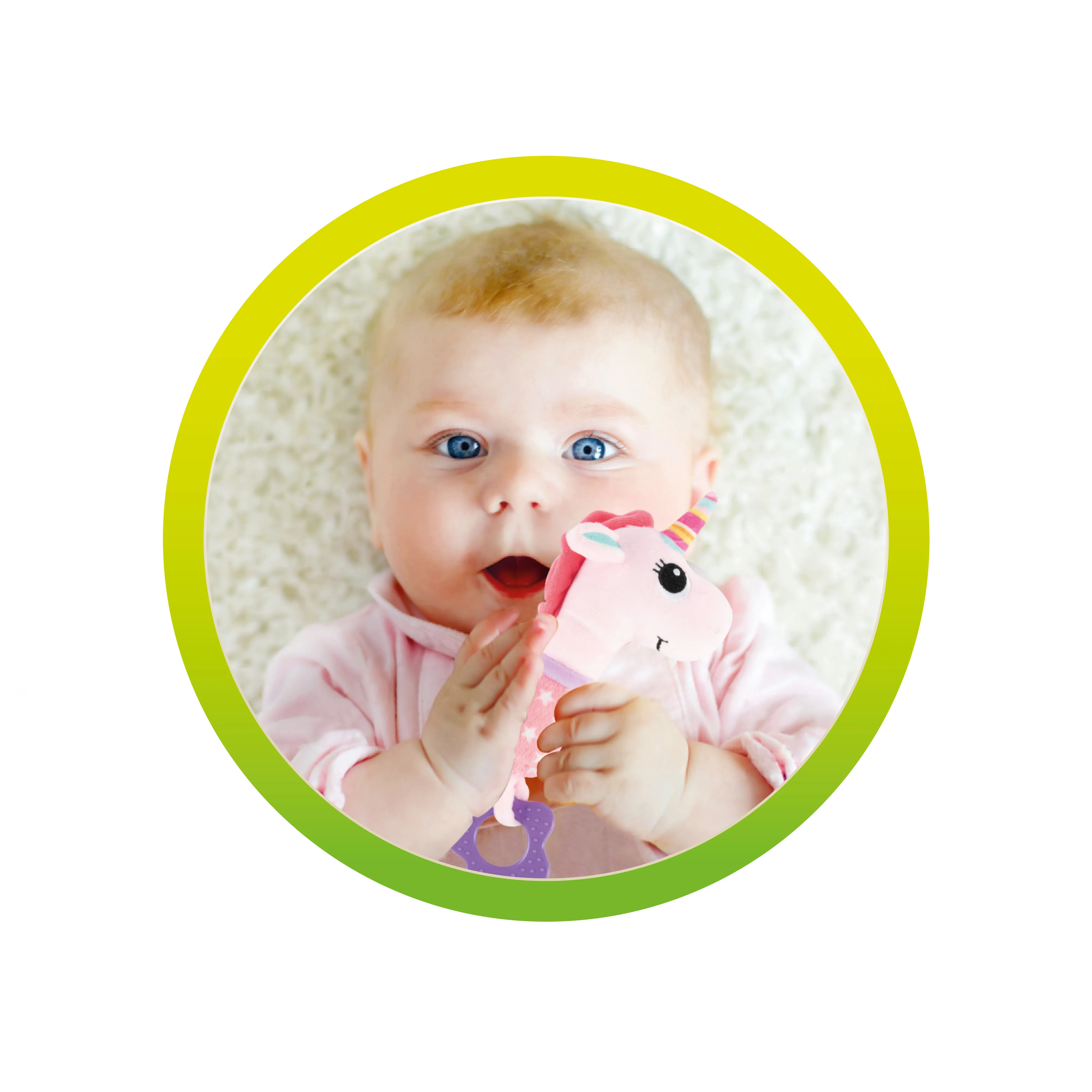 Toi-Toys 72131B - LITTLE STARS Babyrassel + Beissring + Quietsche Einhorn