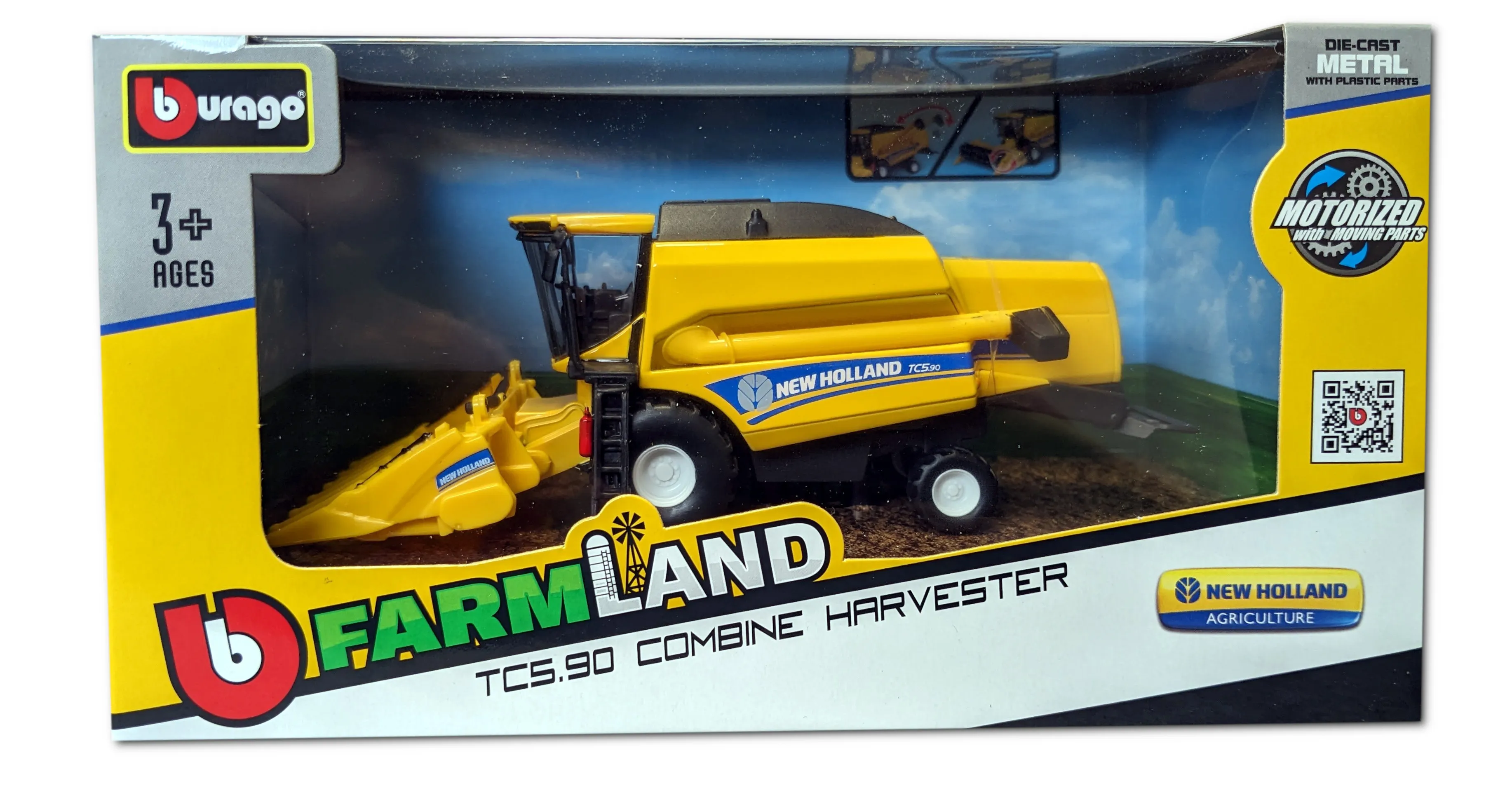 Bburago 18-31722 - New Holland - Mähdrescher TC5.90 für Mais (gelb)