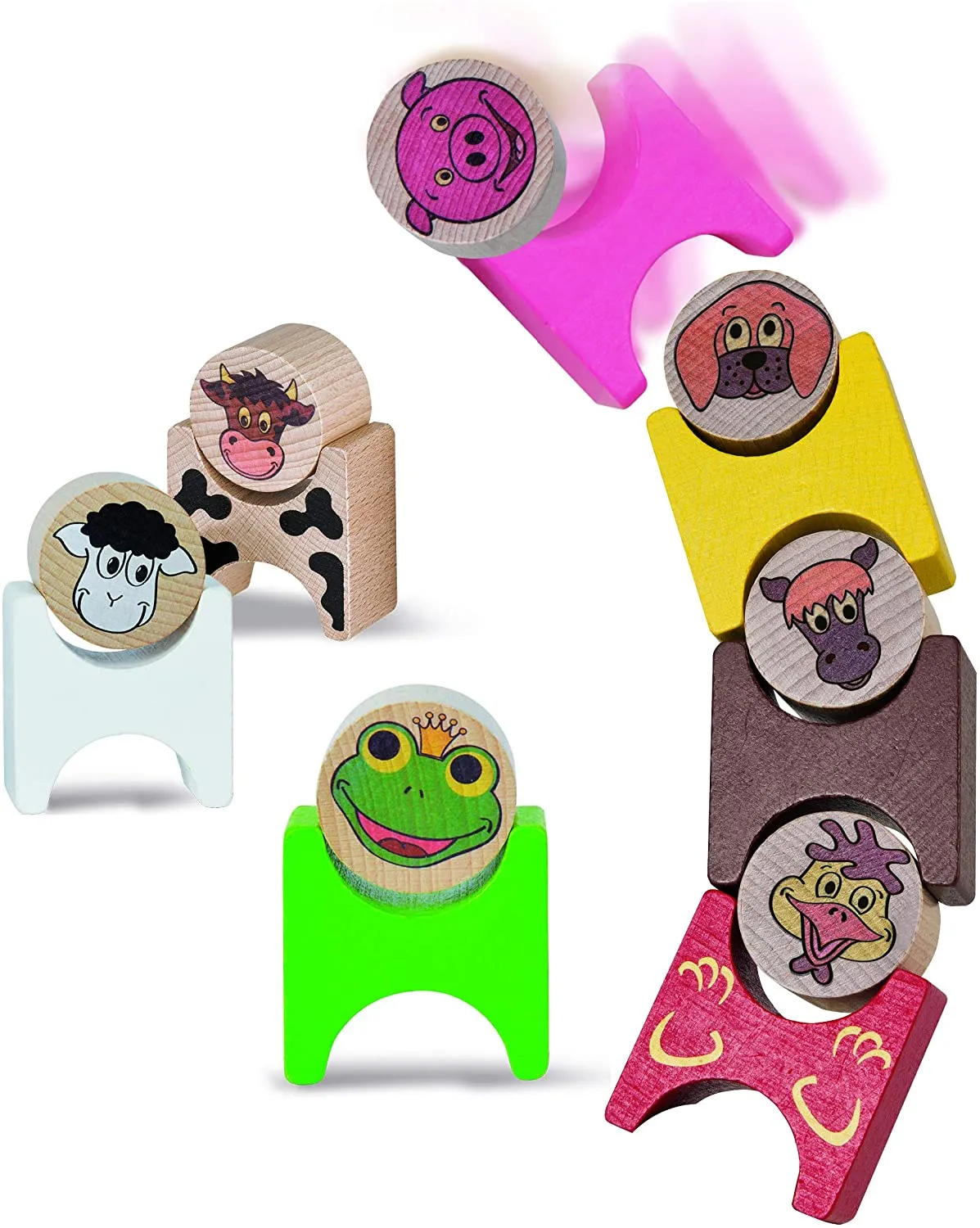 Eichhorn 100072315 - Holz-Stapeltiere Bauernhof (14 Teile)