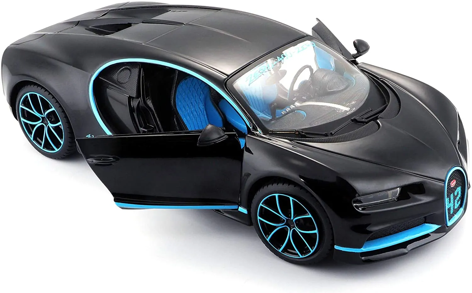 Maisto 31514BK - Modellauto - Bugatti Chiron »42« World Record (schwarz, Maßstab 1:24)