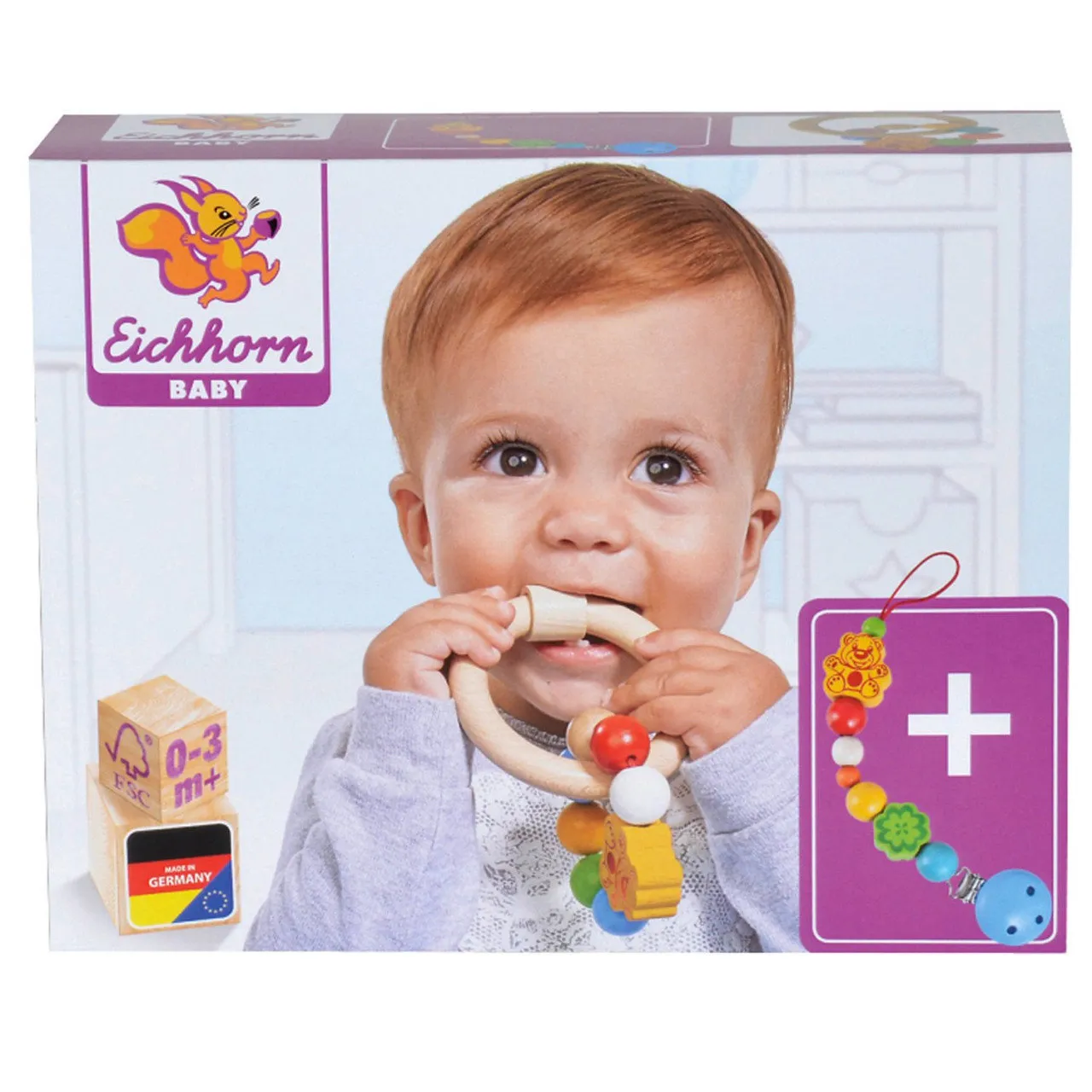 Eichhorn Schnullerkette, Beißring und WWF Cub Club Panda 22cm