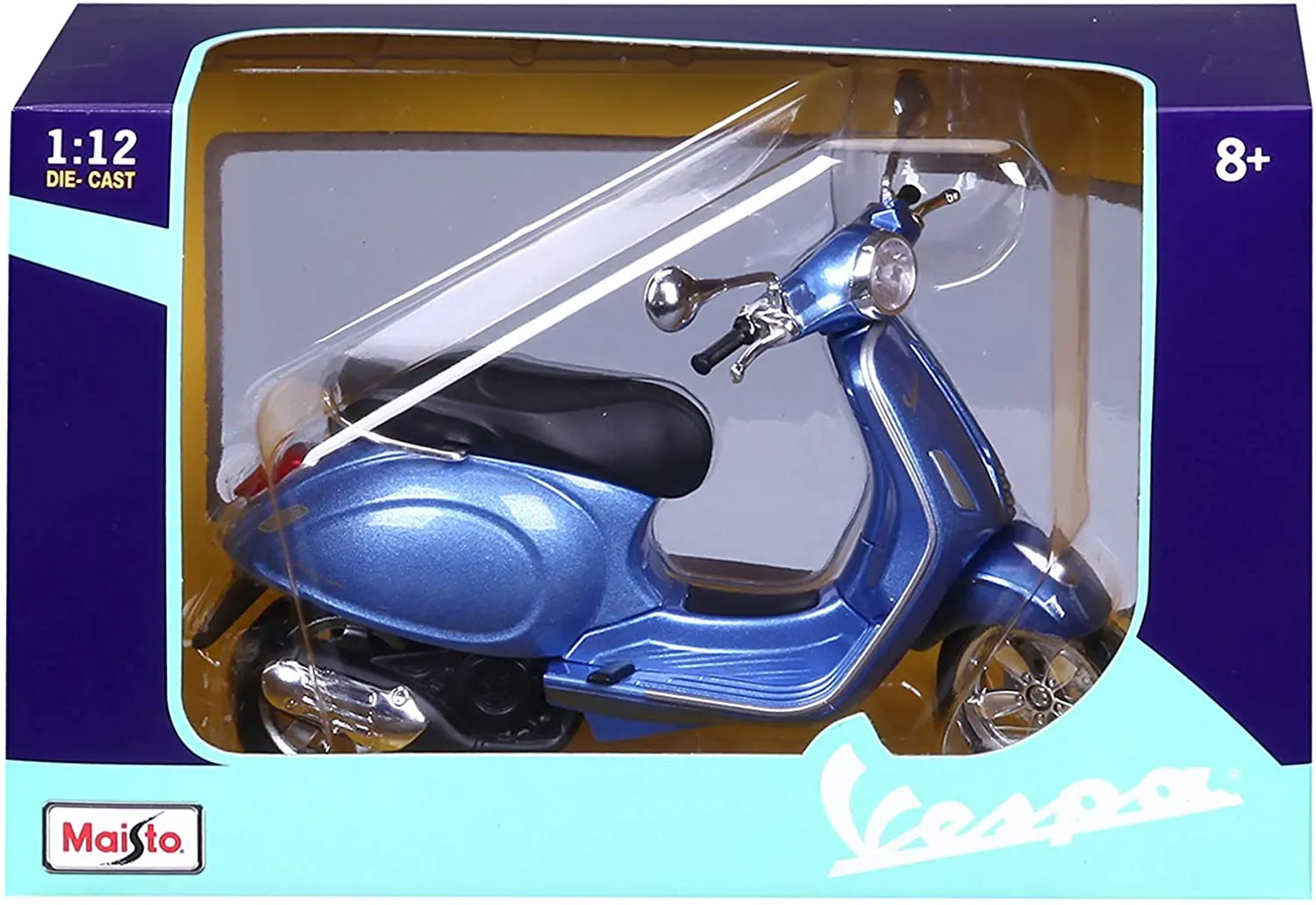 Maisto 32721 - Modellroller - Vespa Roller Primavera 150 (blau, Maßstab 1:12)
