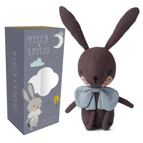 Picca Loulou Stofftier "Hase" (grau, 18cm) in Geschenkbox