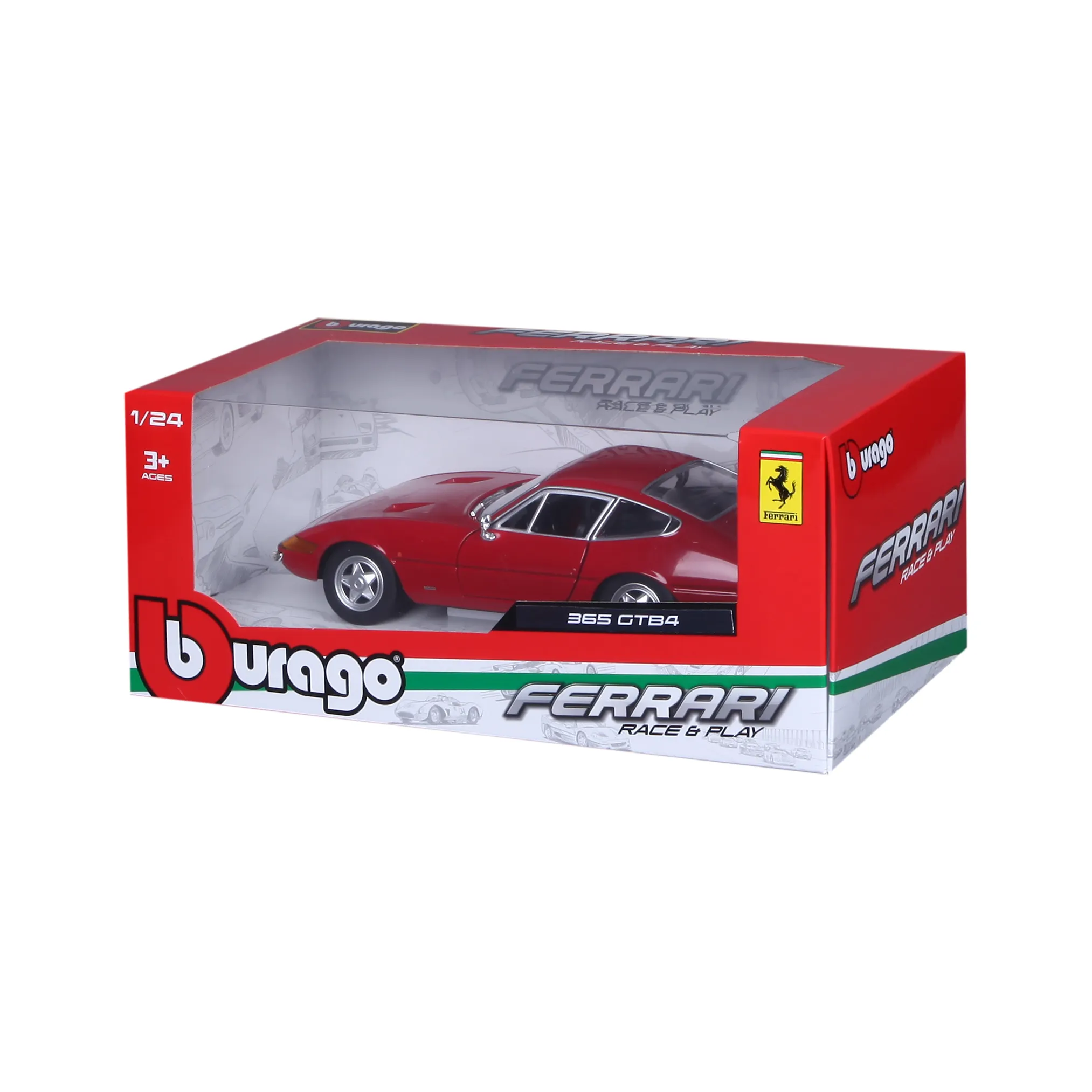 Bburago 18-26511 - Modellauto - Ferrari 365 GTB4 (rot, Maßstab 1:24)
