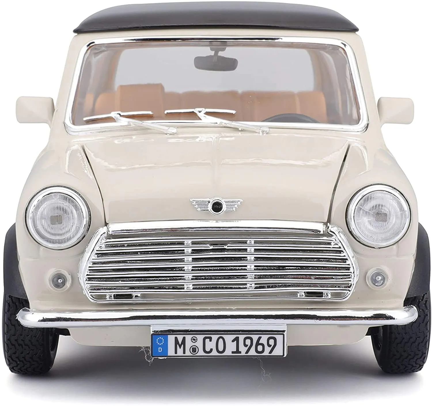 Bburago 18-12036 - Modellauto - Mini Cooper 1969 (beige, Maßstab 1:16)