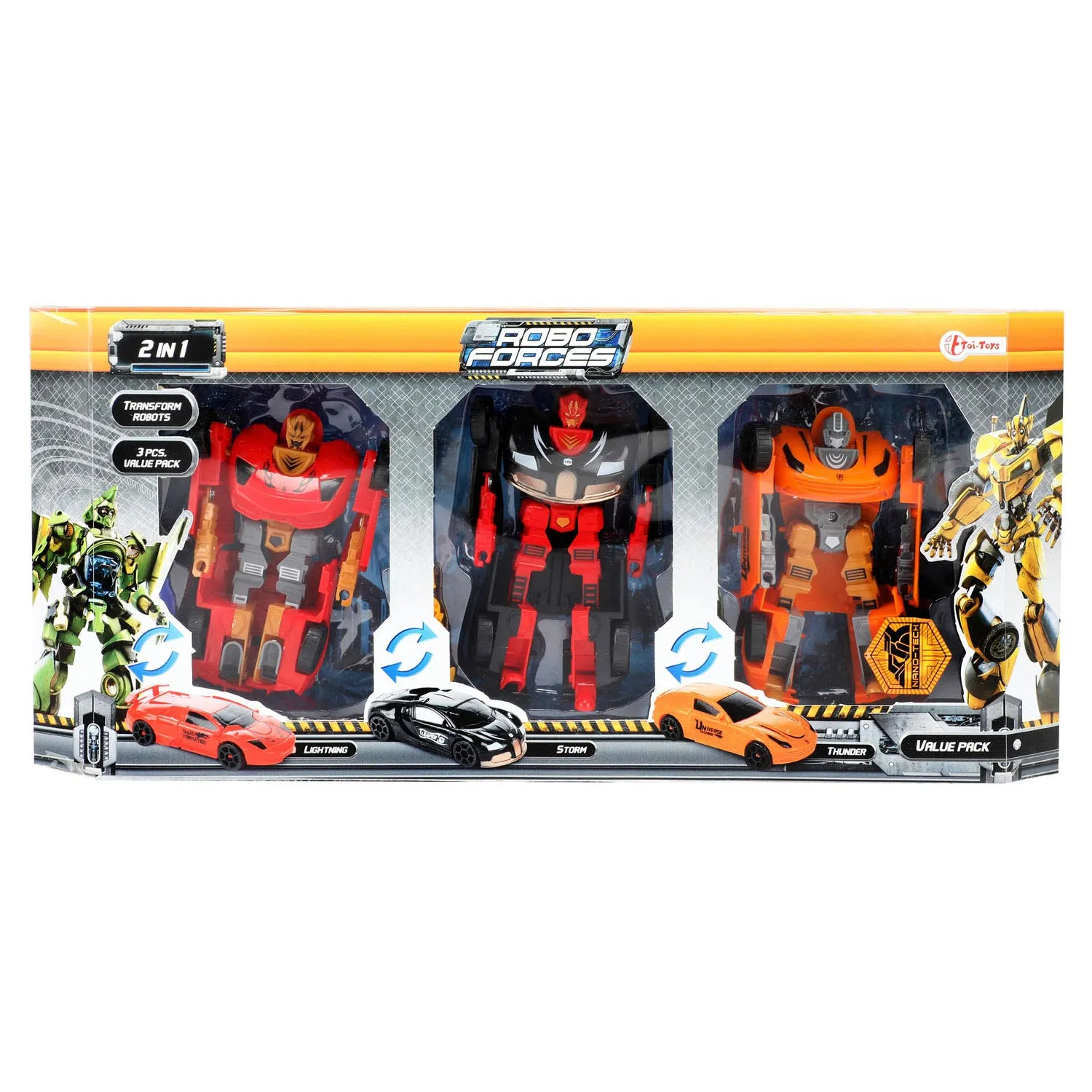 Toi-Toys ROBOFORCES Superauto 3er Set – Roboter & Autos
