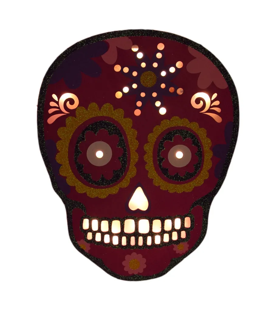 LED Holz Zuckerschädel