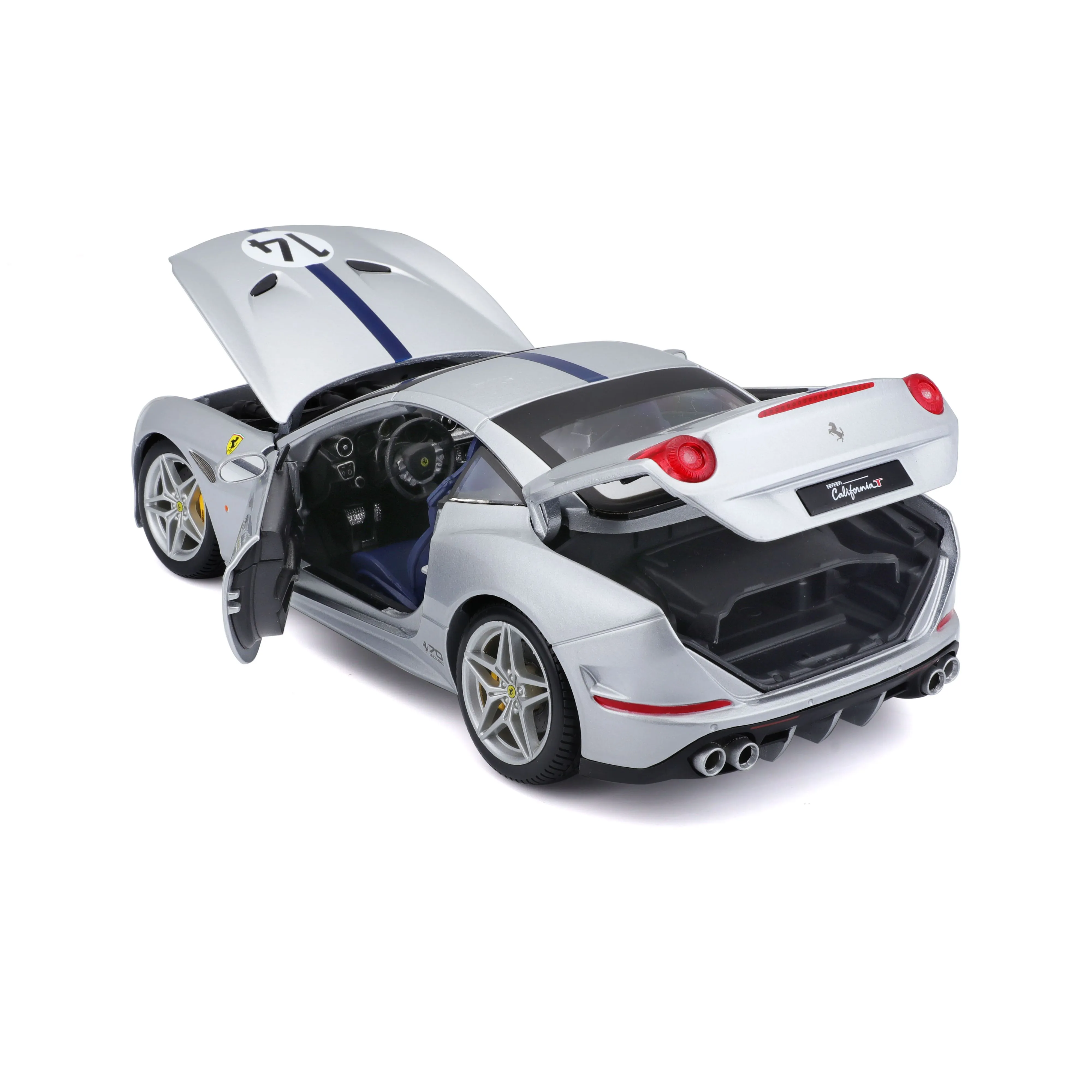 Bburago 18-76103 - Modellauto - Ferrari California T The Hot Rod (silber, Maßstab 1:18)
