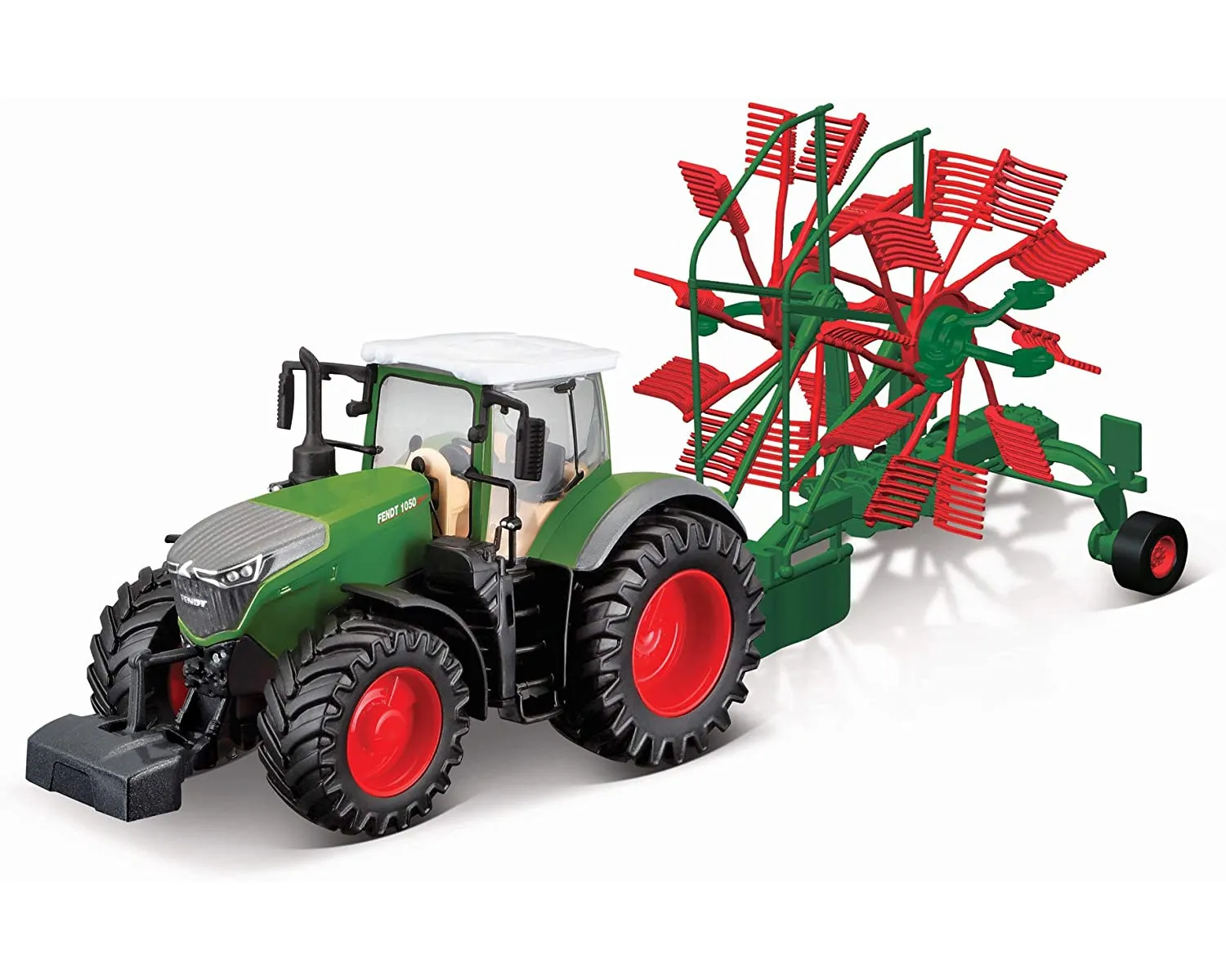 Bburago 18-31665 - Traktor - Fendt 1050 Vario mit Heuwender (10cm)